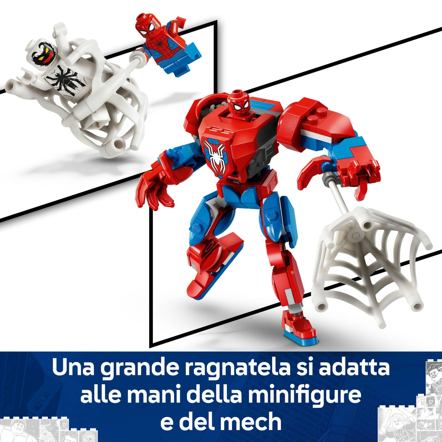 Lego marvel 76308 mech di spider-man contro anti-venom, action figure giocattolo snodabile con 2 minifigure, giochi bambini 6+ - LEGO SUPER HEROES, Lego