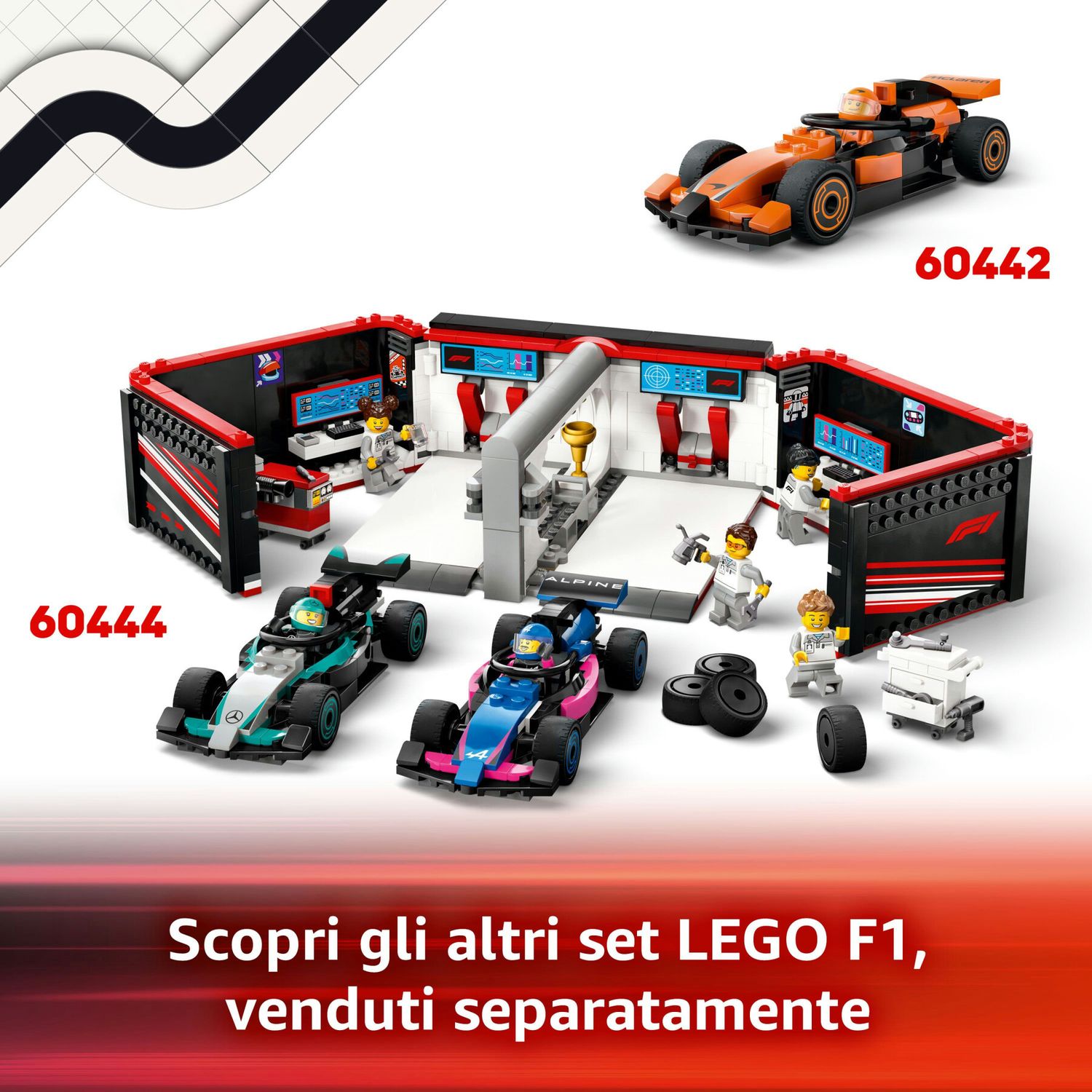 Lego city 60443 pit stop e meccanici con monoposto ferrari f1 - officina, macchina giocattolo e accessori, giochi bambini 6+ - LEGO CITY, Lego