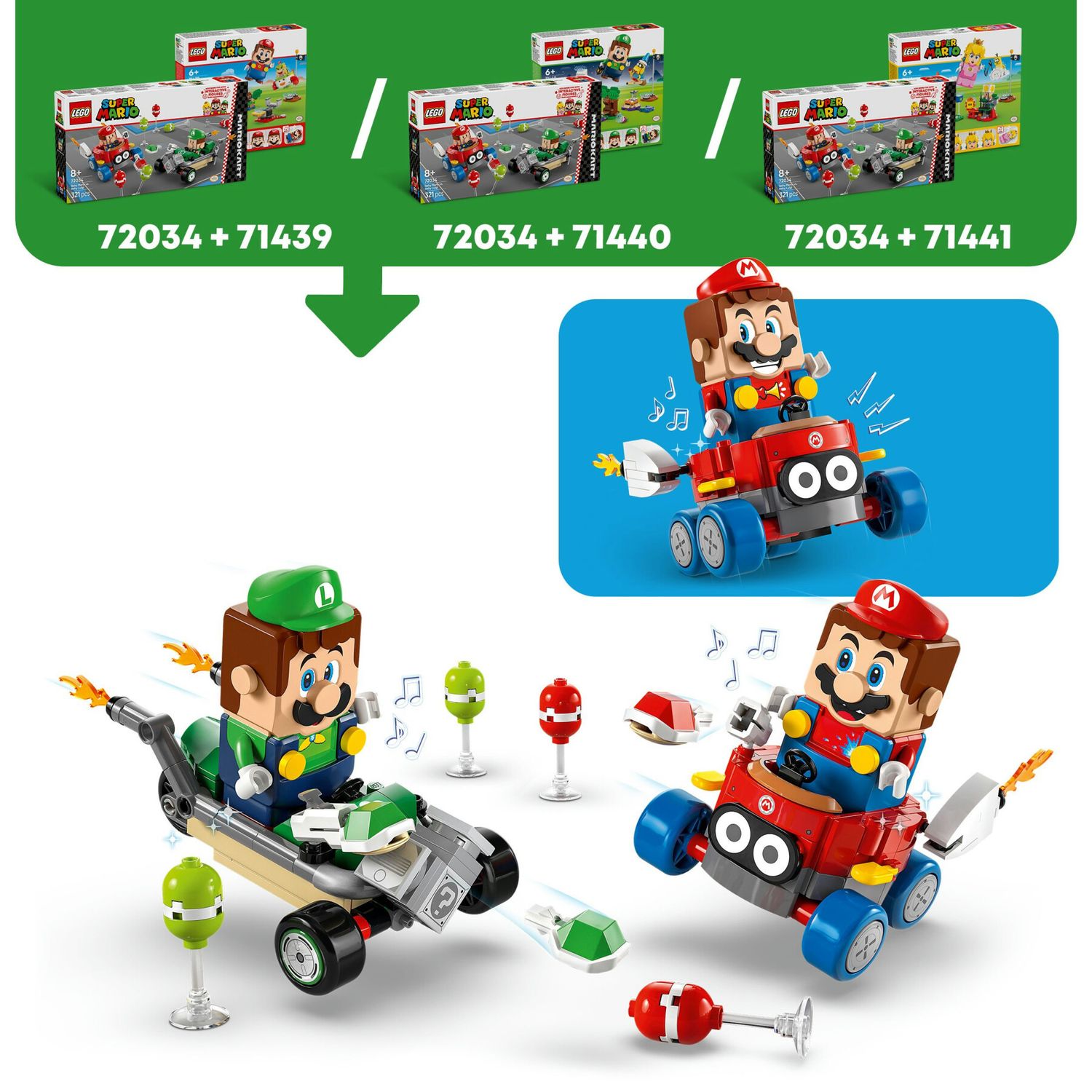 Lego super mario 72034 mario kart : baby mario vs baby luigi, 2 auto da corsa da costruire con personaggi, giochi bambini 8+ - LEGO® Super Mario™, Super Mario, Lego