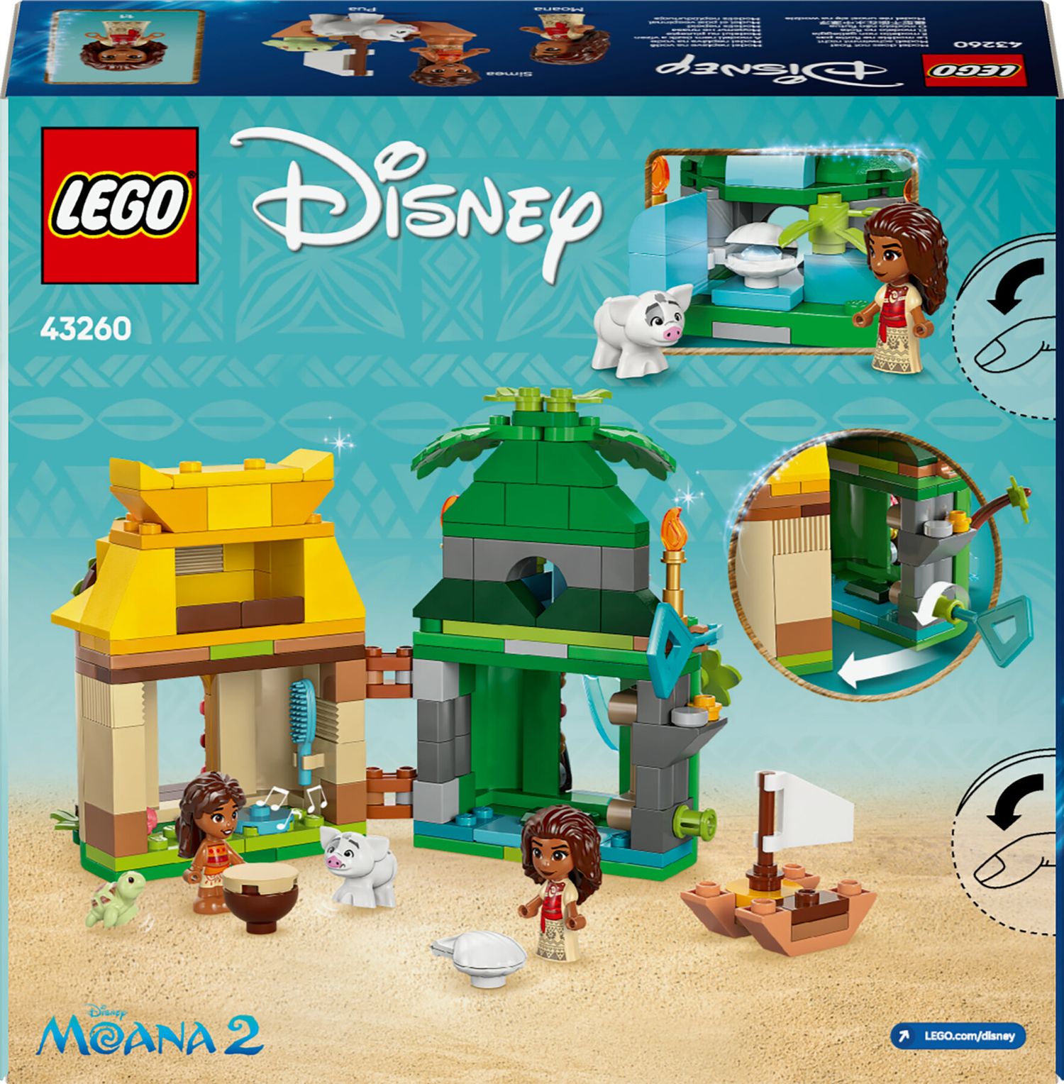 Lego  disney 43260 divertimento sull’isola di vaiana, casa delle bambole giocattolo, giochi bambini 5+, regalo da principesse - LEGO DISNEY PRINCESS, Lego