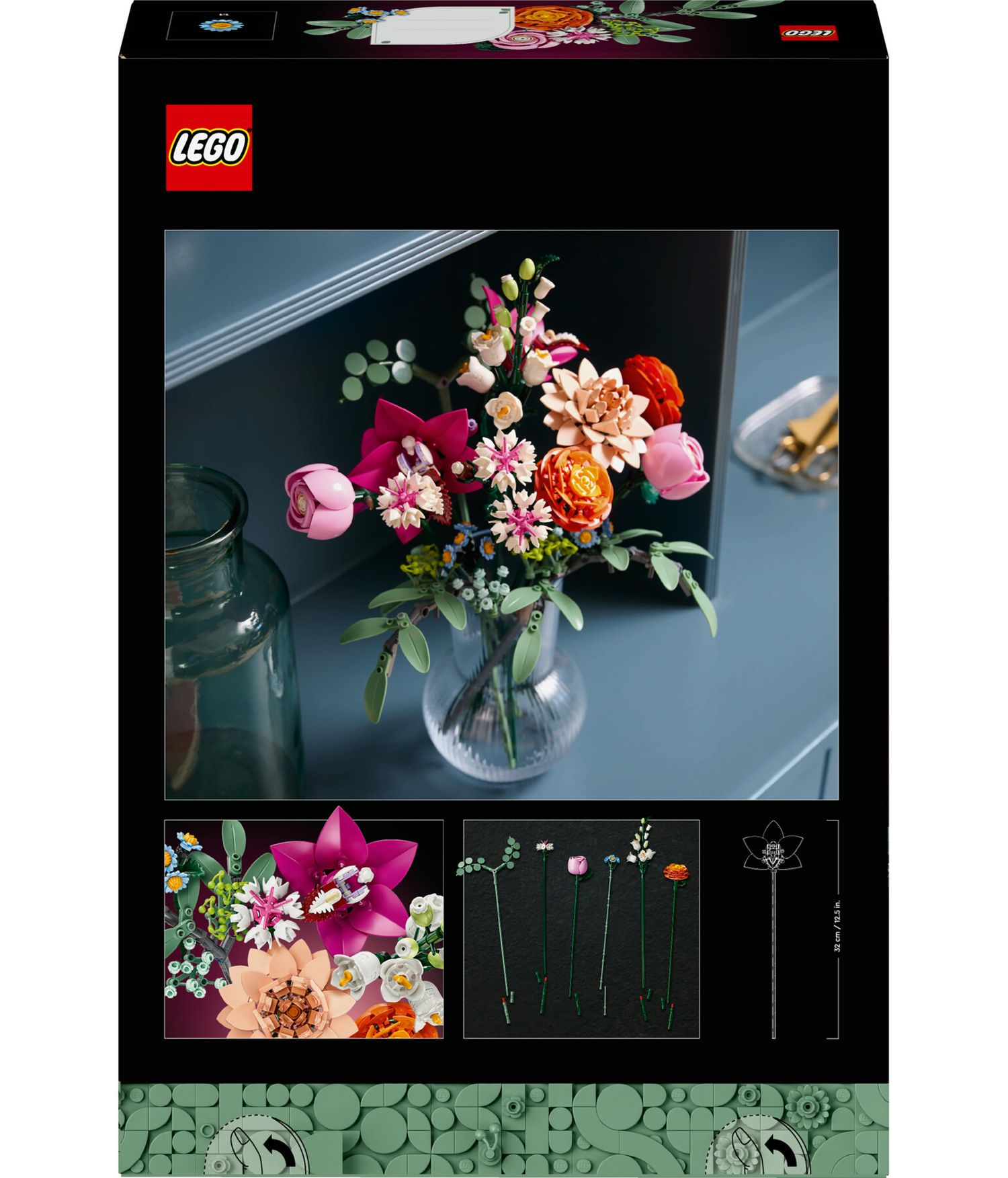 Lego botanicals 10342 bouquet di fiori rosa, kit modellismo adulti, decorazioni casa con piante finte, idea regalo donna o uomo - LEGO ICONS BOTANICAL, Lego, LEGO ICONS