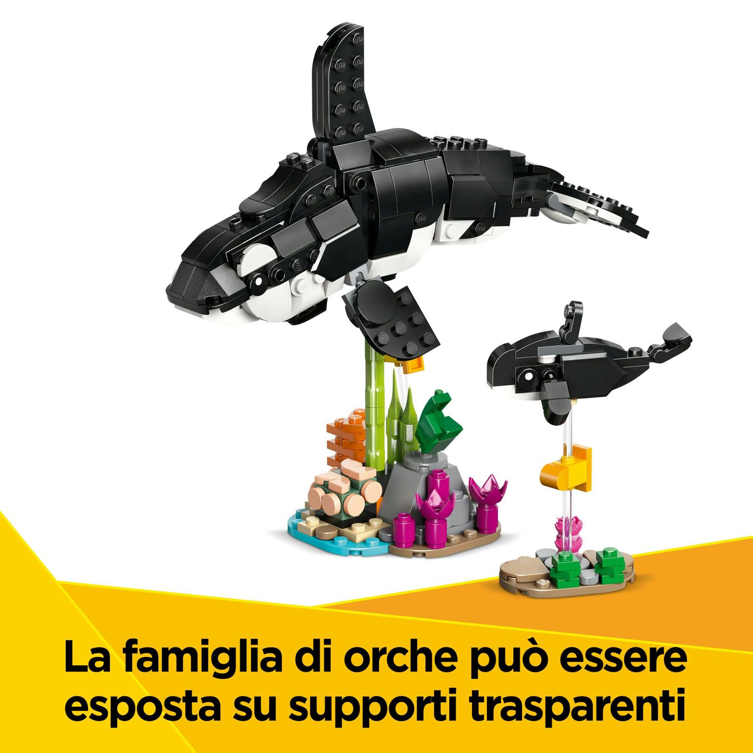 Lego creator 3 in 1 31165 animali selvatici: famiglia di panda giocattolo, si trasforma in pinguino e orca, giochi bambini 8+ - LEGO CREATOR, Lego