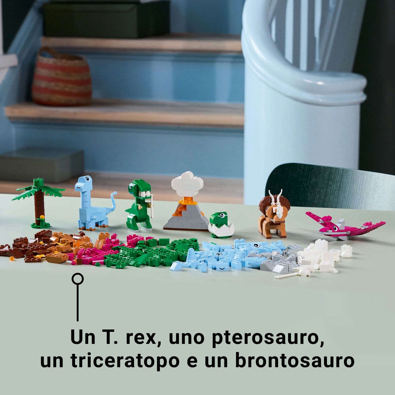 Lego classic 11041 dinosauri creativi, giochi bambini 5+, colorati animali giocattolo da costruire come t. rex e triceratopo - LEGO CLASSIC, Lego
