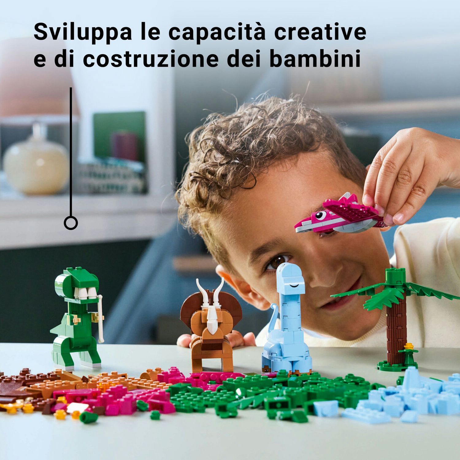 Lego classic 11041 dinosauri creativi, giochi bambini 5+, colorati animali giocattolo da costruire come t. rex e triceratopo - LEGO CLASSIC, Lego
