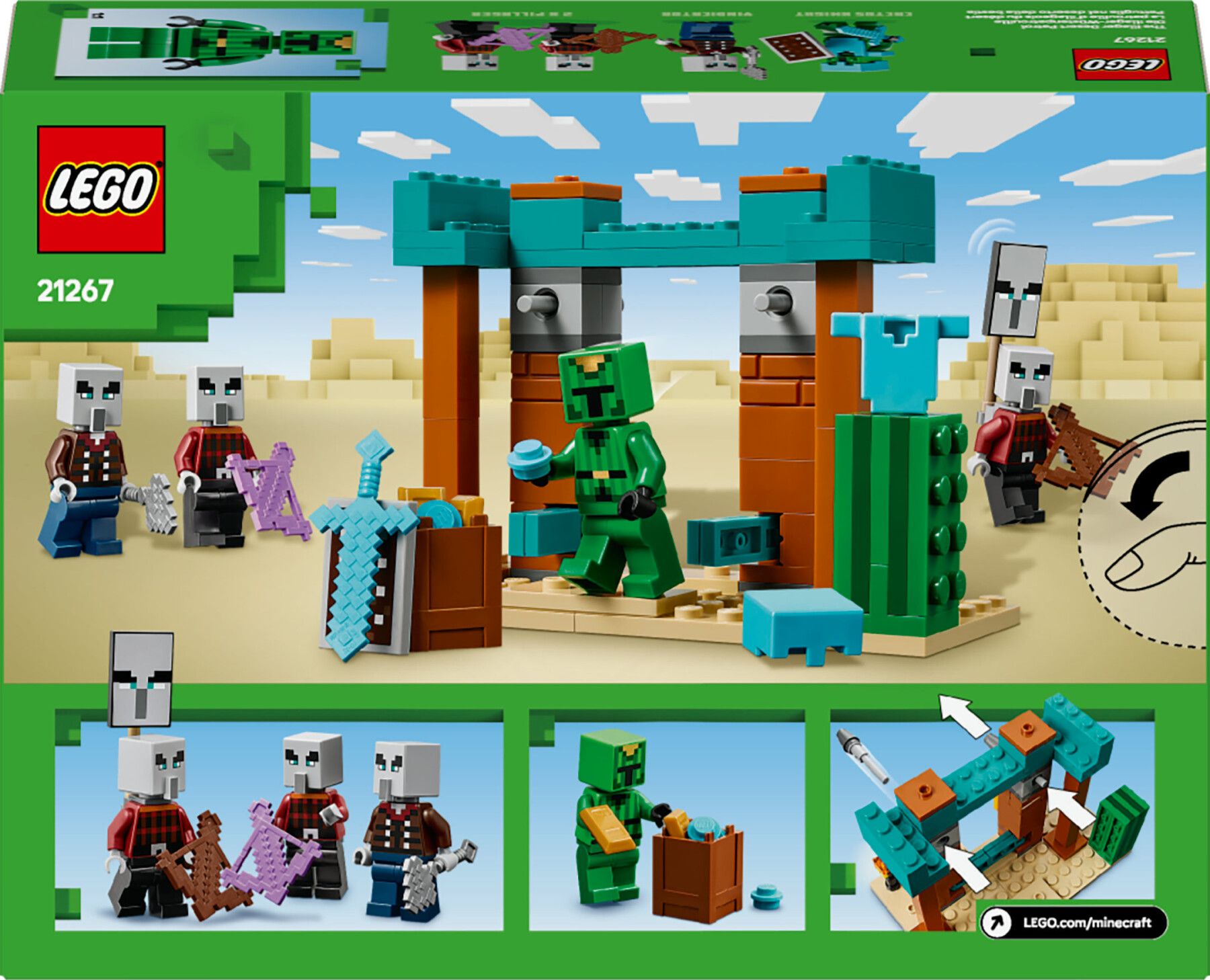 Lego minecraft 21267 pattuglia nel deserto della bestia, gioco di ruolo bambini 7+ con 4 personaggi del videogioco e accessori - MINECRAFT, Lego