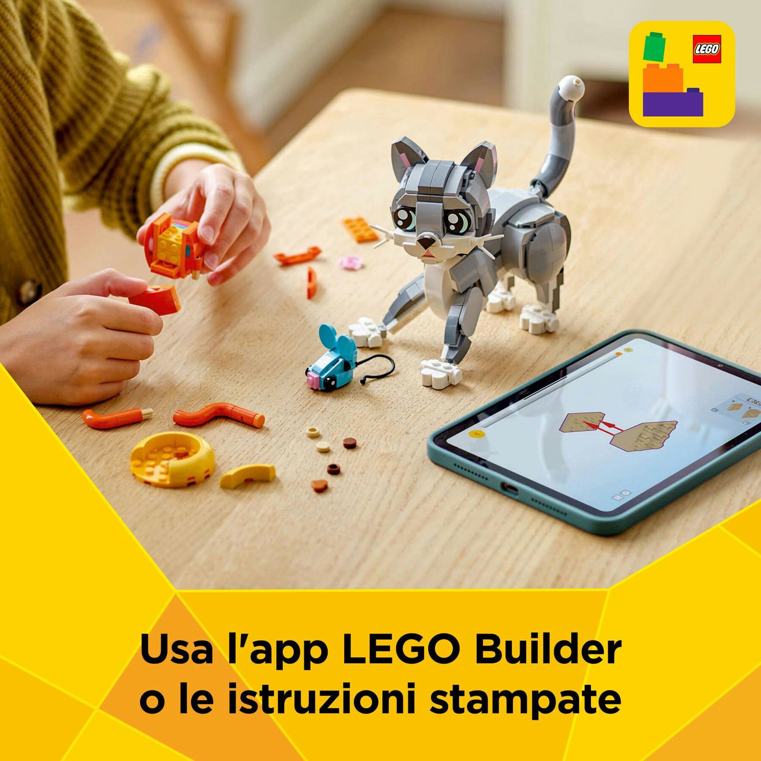 Lego creator 3 in 1 31163 gatto giocoso giocattolo, si trasforma in piccione o in cane - animali da costruire per bambini 8+ - LEGO CREATOR, Lego