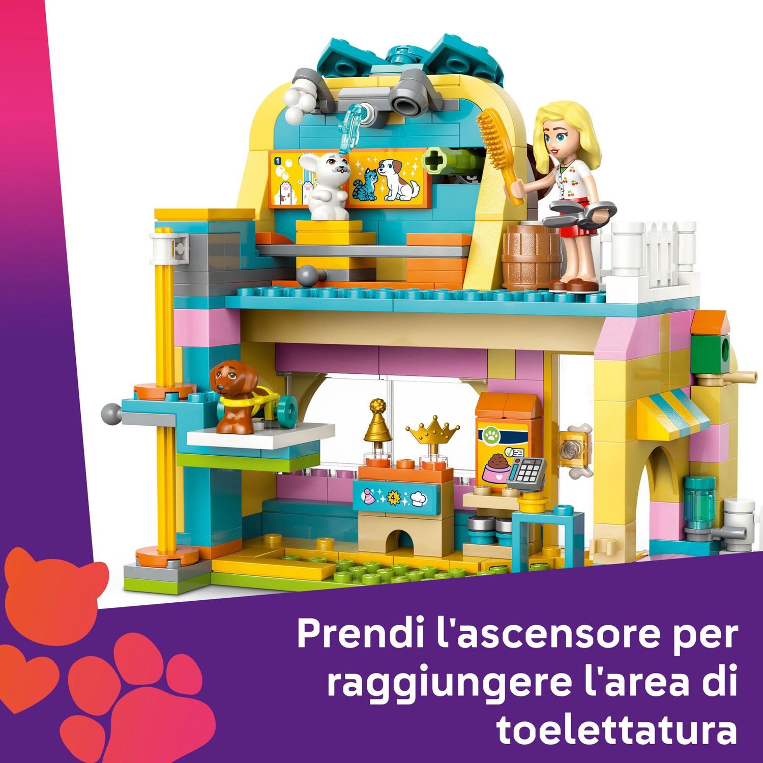 Lego friends 42650 pet shop, giochi per abilità sociali e cura animali per bambine 6+ con coniglio, cane e gatto giocattolo - LEGO FRIENDS, Lego
