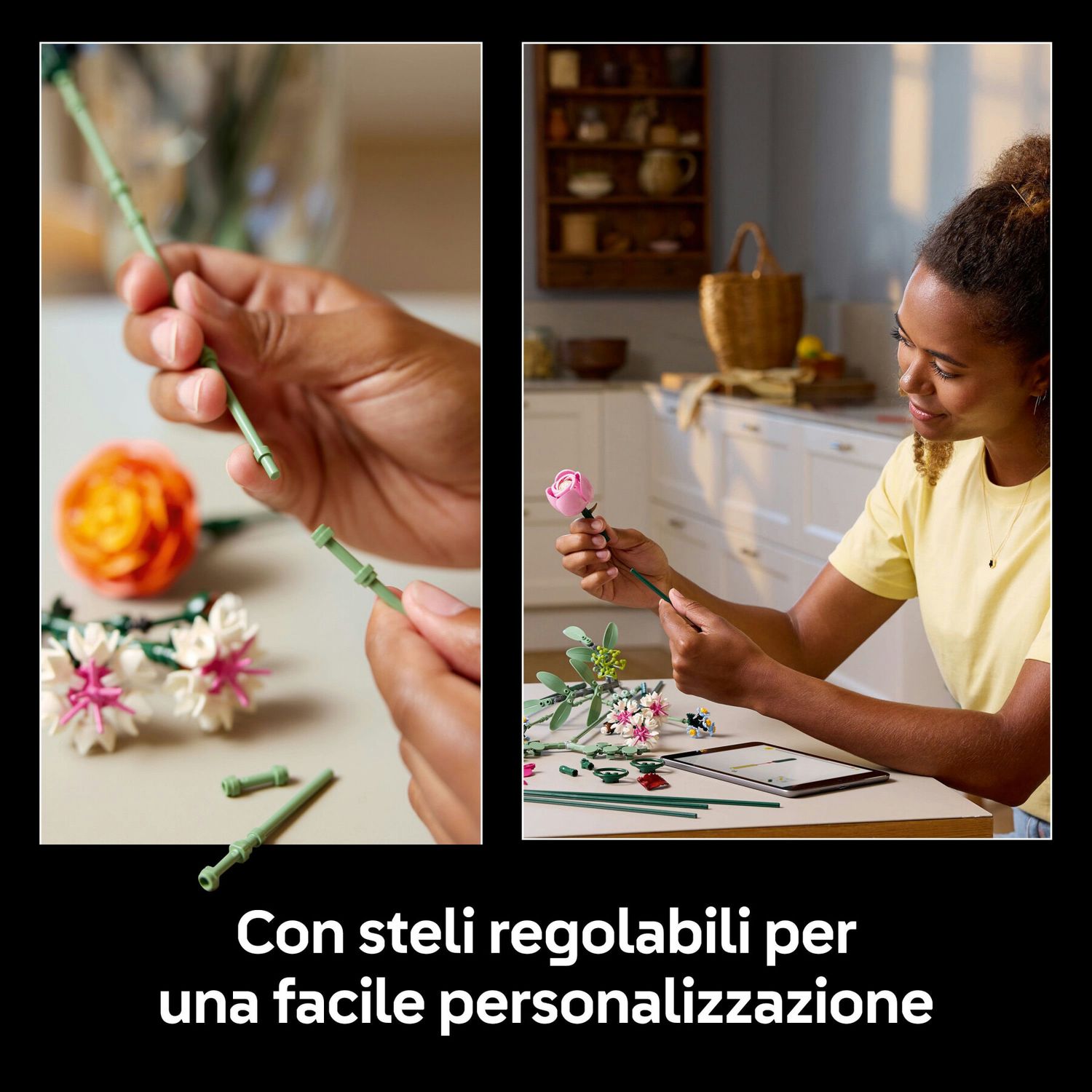 Lego botanicals 10342 bouquet di fiori rosa, kit modellismo adulti, decorazioni casa con piante finte, idea regalo donna o uomo - LEGO ICONS BOTANICAL, Lego, LEGO ICONS