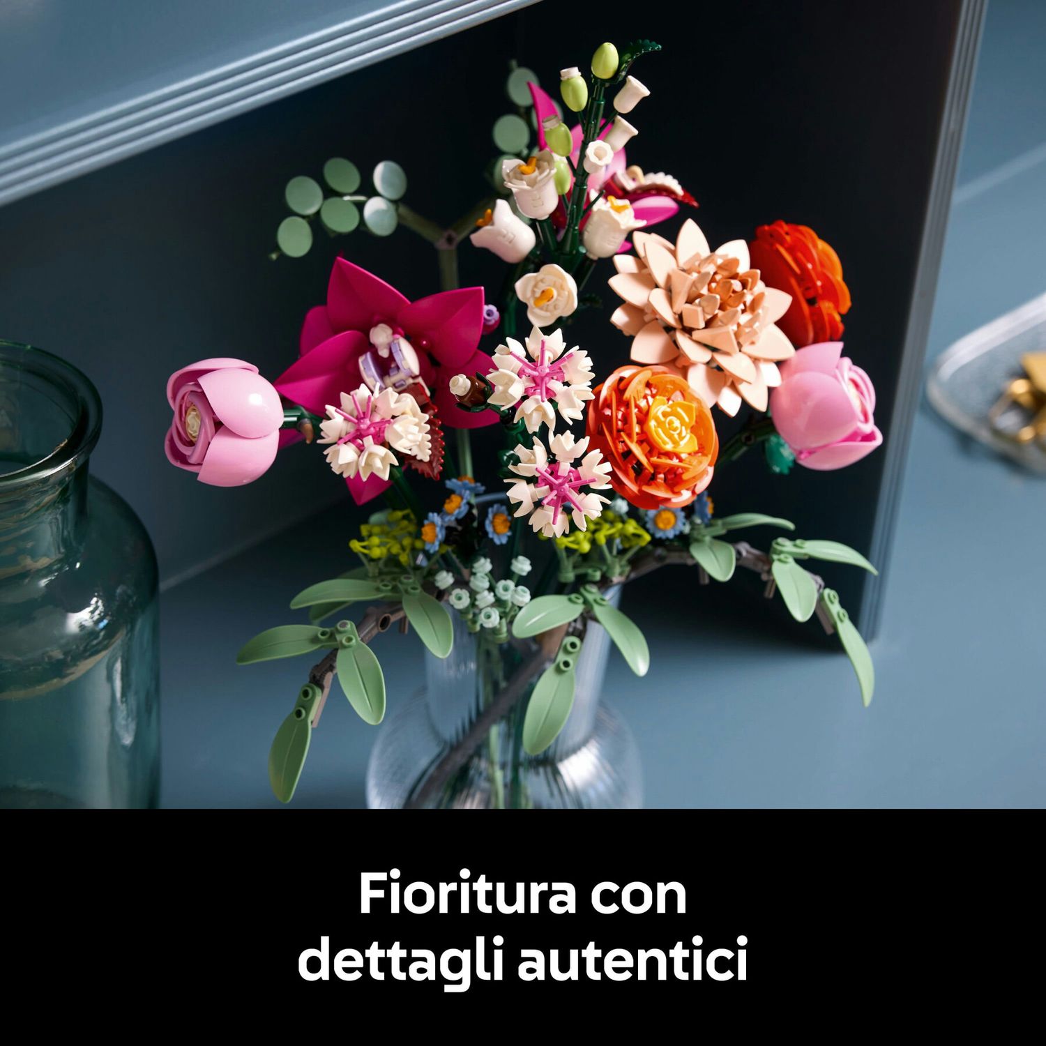 Lego botanicals 10342 bouquet di fiori rosa, kit modellismo adulti, decorazioni casa con piante finte, idea regalo donna o uomo - LEGO ICONS BOTANICAL, Lego, LEGO ICONS