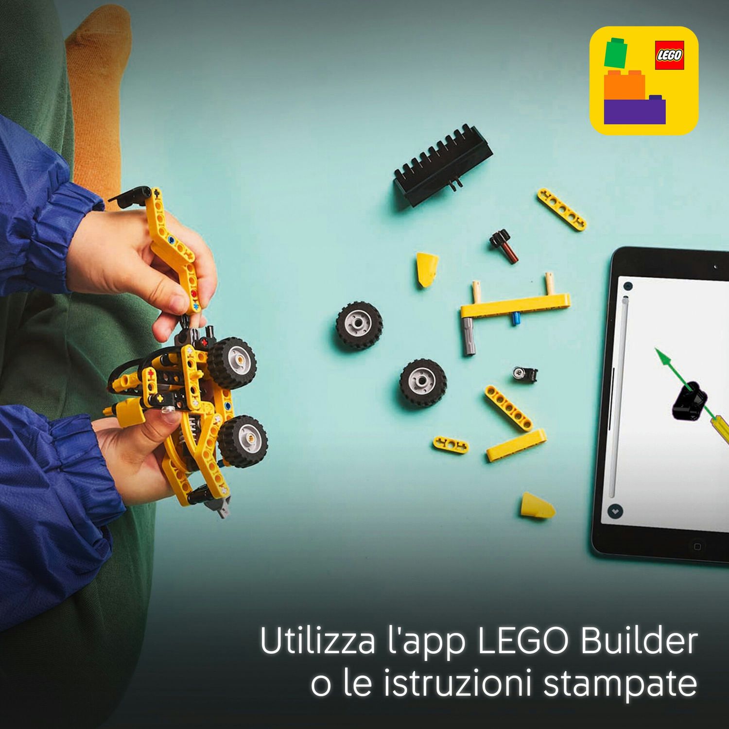 Lego technic scavatrice a cucchiaia rovescia, giochi per bambini 7+, veicolo con escavatore posteriore, pala e stabilizzatori - LEGO TECHNIC, Lego