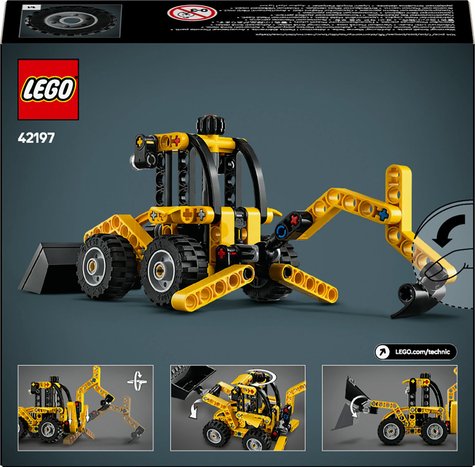 Lego technic scavatrice a cucchiaia rovescia, giochi per bambini 7+, veicolo con escavatore posteriore, pala e stabilizzatori - LEGO TECHNIC, Lego