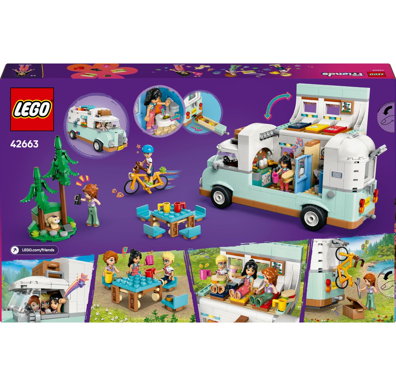 Lego friends 42663 avventura sul camper dell’amicizia, giochi di ruolo bambine 7+, personaggi, veicolo giocattolo e accessori - LEGO FRIENDS, Lego