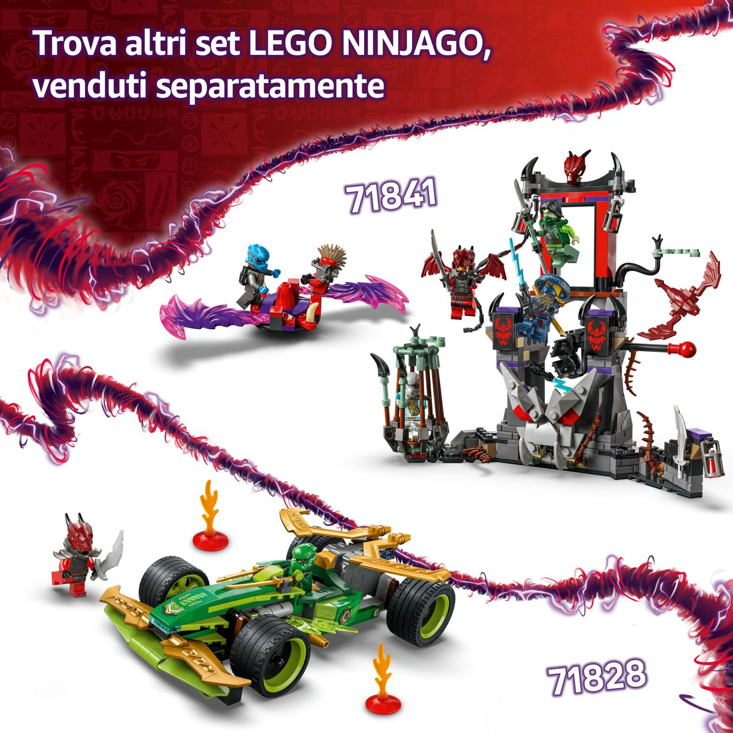 Lego ninjago 71826 battle pack draghi dello spinjitzu - 2 trottole giocattolo, tempio e 2 minifigure, giochi per bambini 6+ - LEGO NINJAGO, Lego