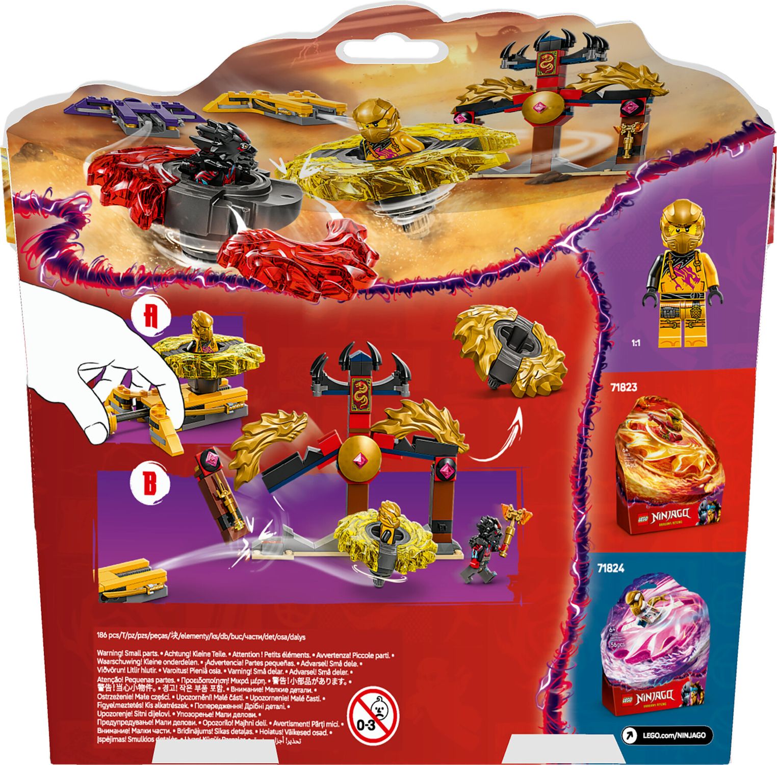 Lego ninjago 71826 battle pack draghi dello spinjitzu - 2 trottole giocattolo, tempio e 2 minifigure, giochi per bambini 6+ - LEGO NINJAGO, Lego