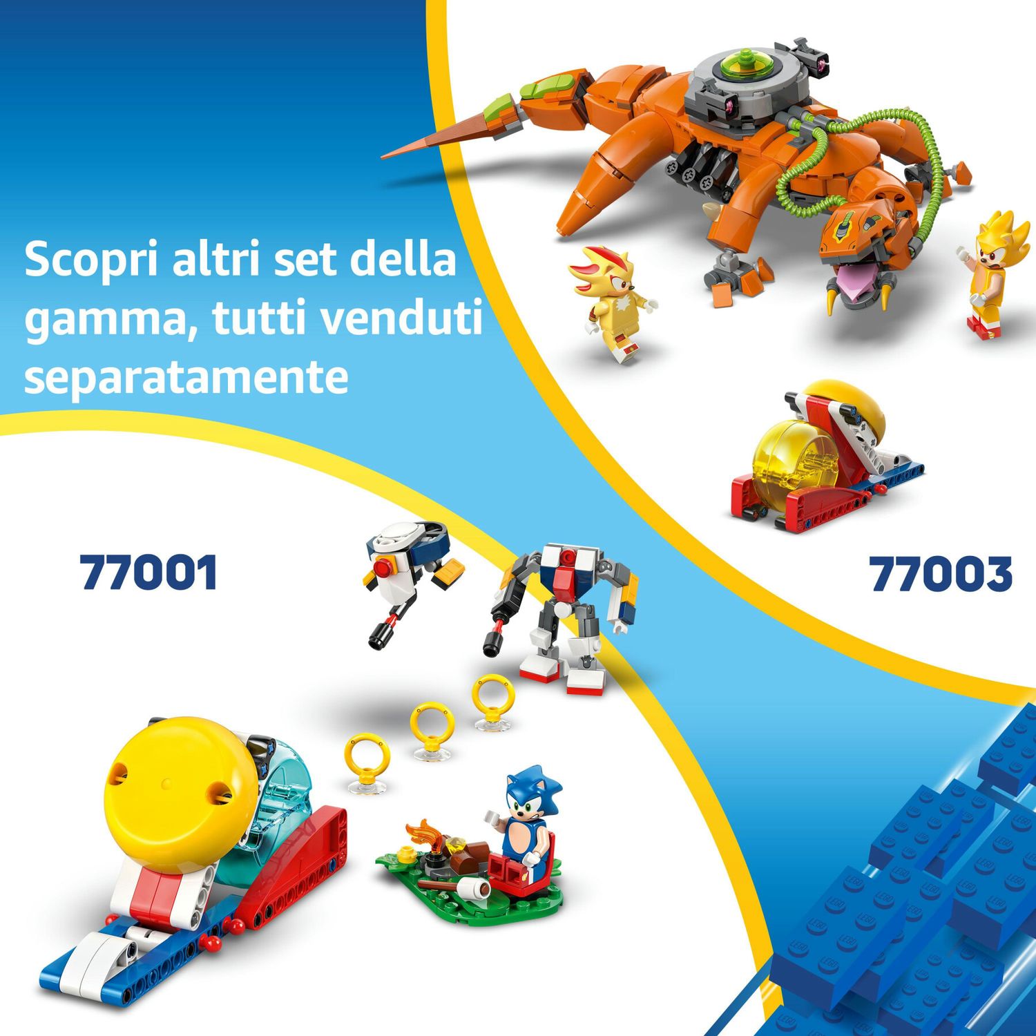 Lego sonic 77002 cyclone vs. metal sonic, giochi d'azione per bambini 8+ con mech robot giocattolo trasformabile e personaggio - Sonic, Lego