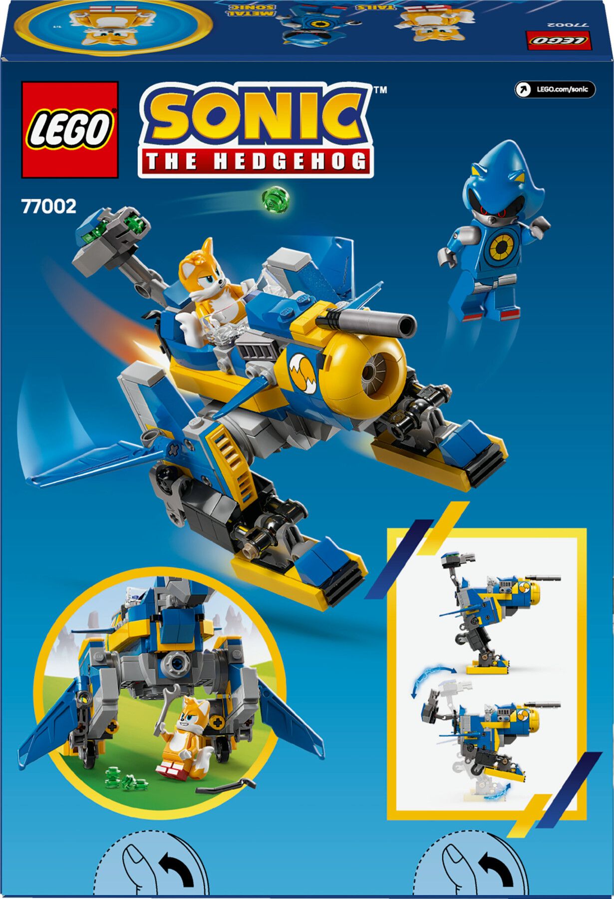 Lego sonic 77002 cyclone vs. metal sonic, giochi d'azione per bambini 8+ con mech robot giocattolo trasformabile e personaggio - Sonic, Lego