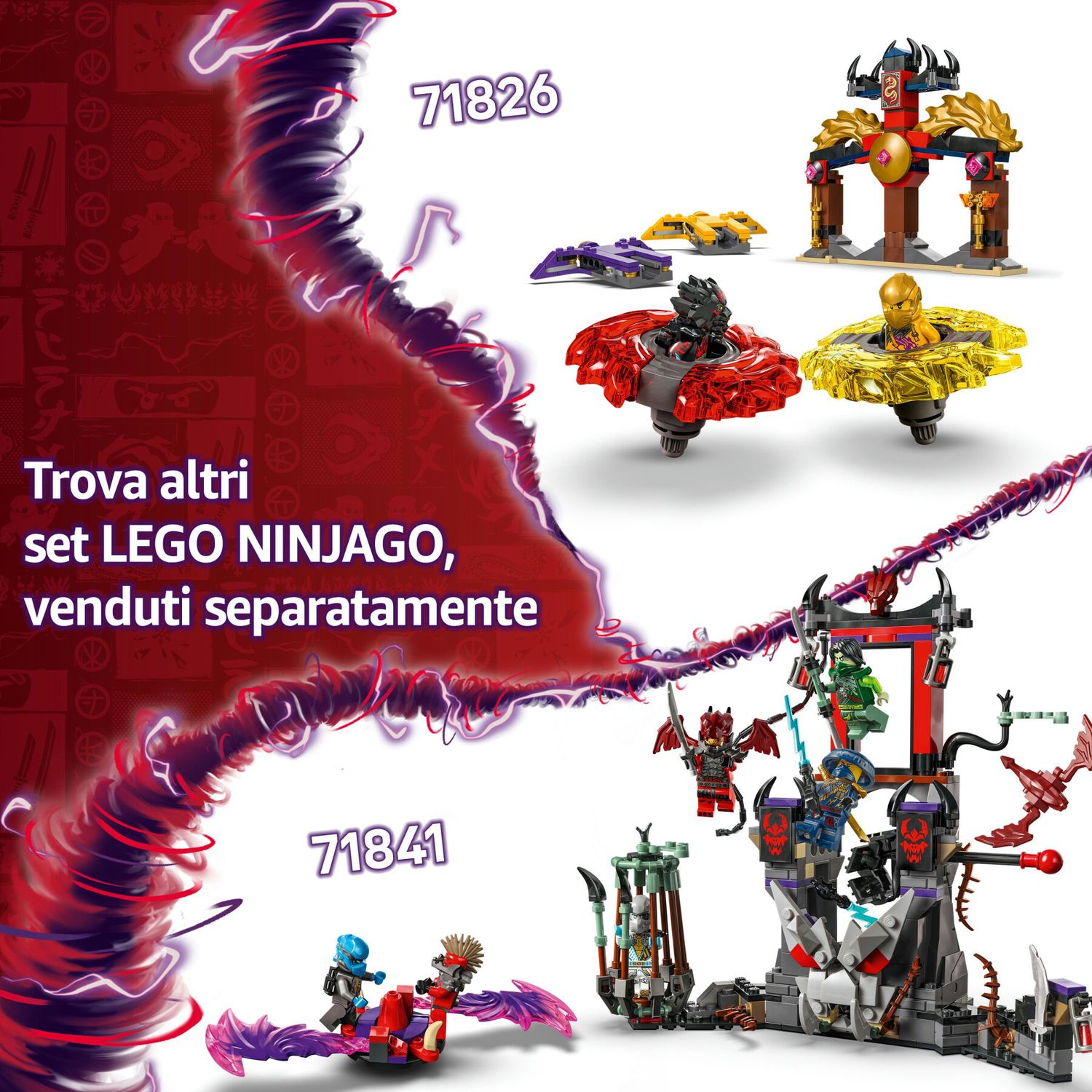 Lego ninjago 71828 racer pull-back di lloyd - modello di auto da corsa giocattolo con 2 minifigure e armi, giochi bambini 7+ - LEGO NINJAGO, Lego