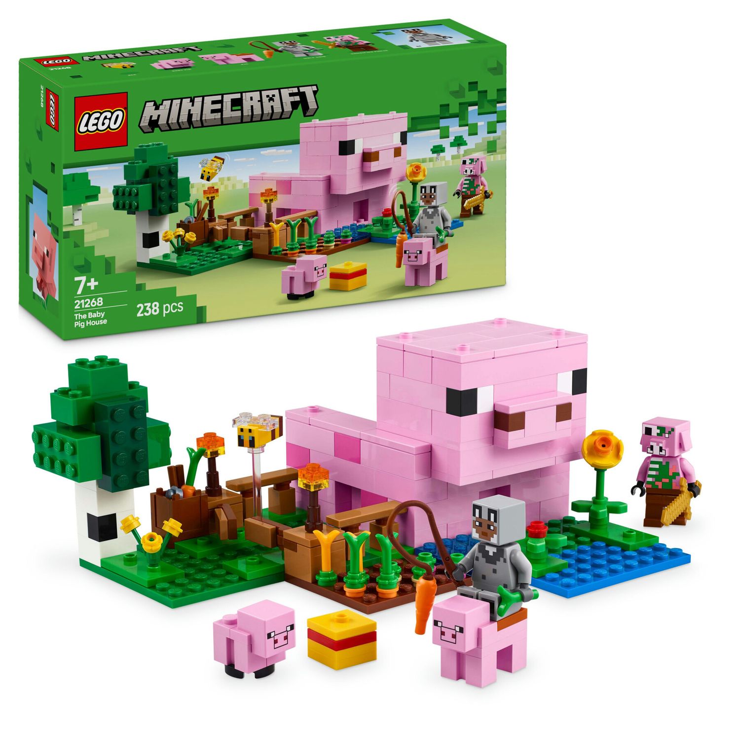 Lego minecraft 21268 la casa del maialino, gioco di ruolo bambini 7+ con personaggi, animali giocattolo e fattoria da costruire - MINECRAFT, Lego