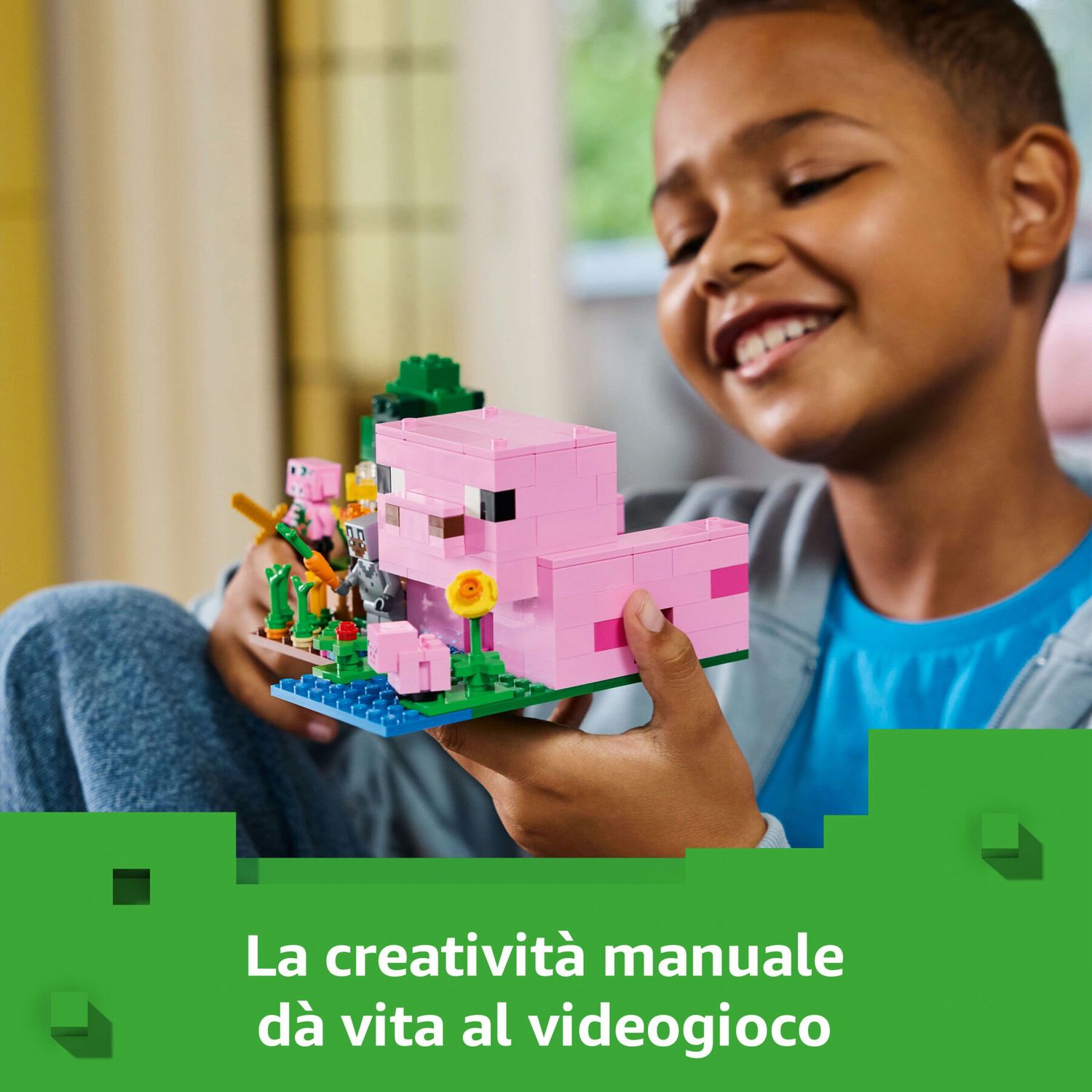 Lego minecraft 21268 la casa del maialino, gioco di ruolo bambini 7+ con personaggi, animali giocattolo e fattoria da costruire - MINECRAFT, Lego