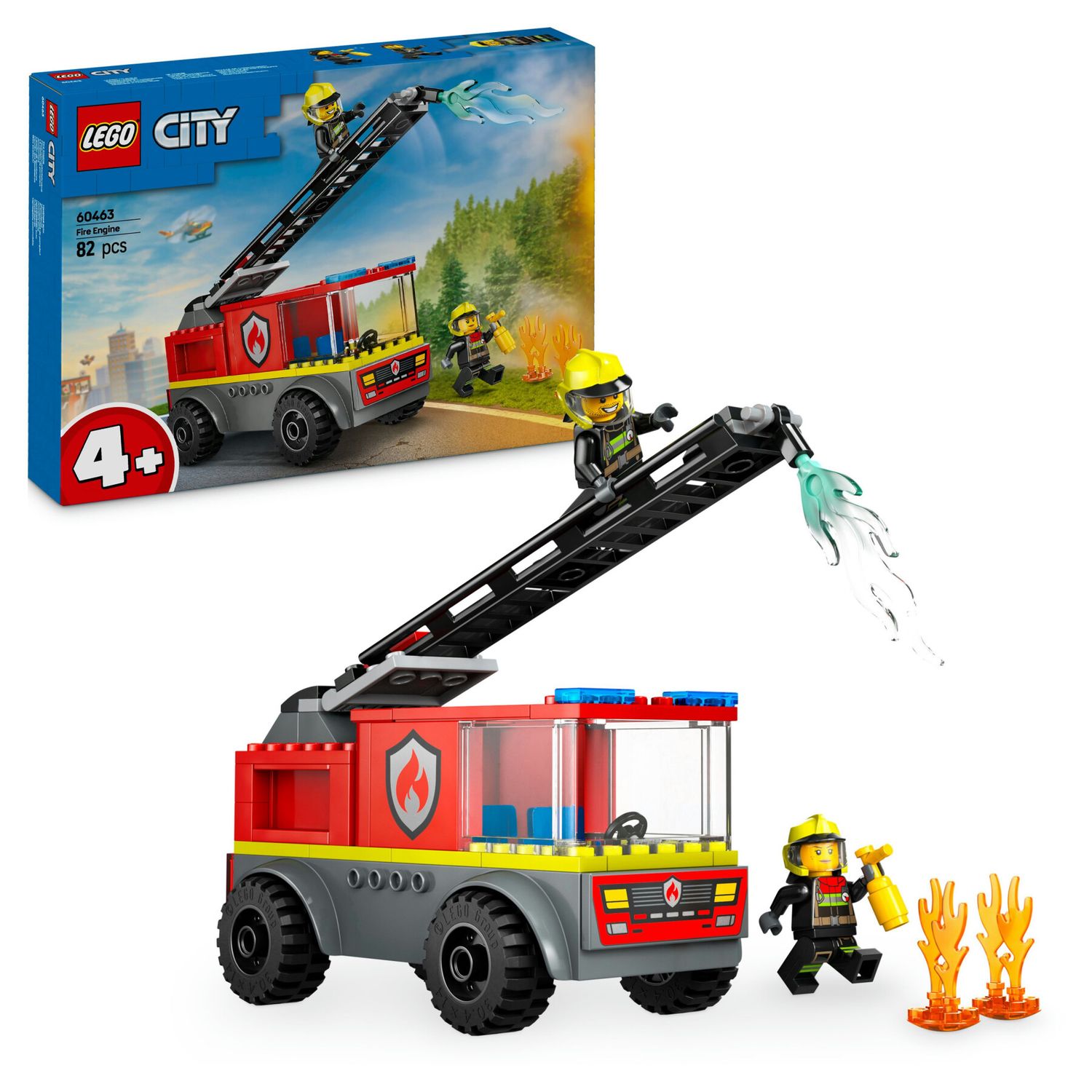 Lego city 60463 autopompa con scala, camion giocattolo dei pompieri con 2 minifigure, giochi educativi per bambini da 4 anni - LEGO CITY, Lego
