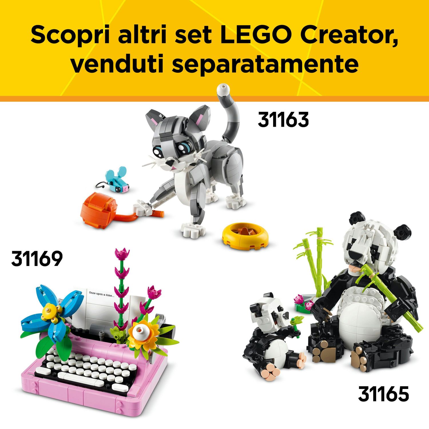Lego creator 3 in 1 31162 adorabile coniglio giocattolo, si trasforma in lama o in foca, animali da costruire per bambini 8+ - LEGO CREATOR, Lego