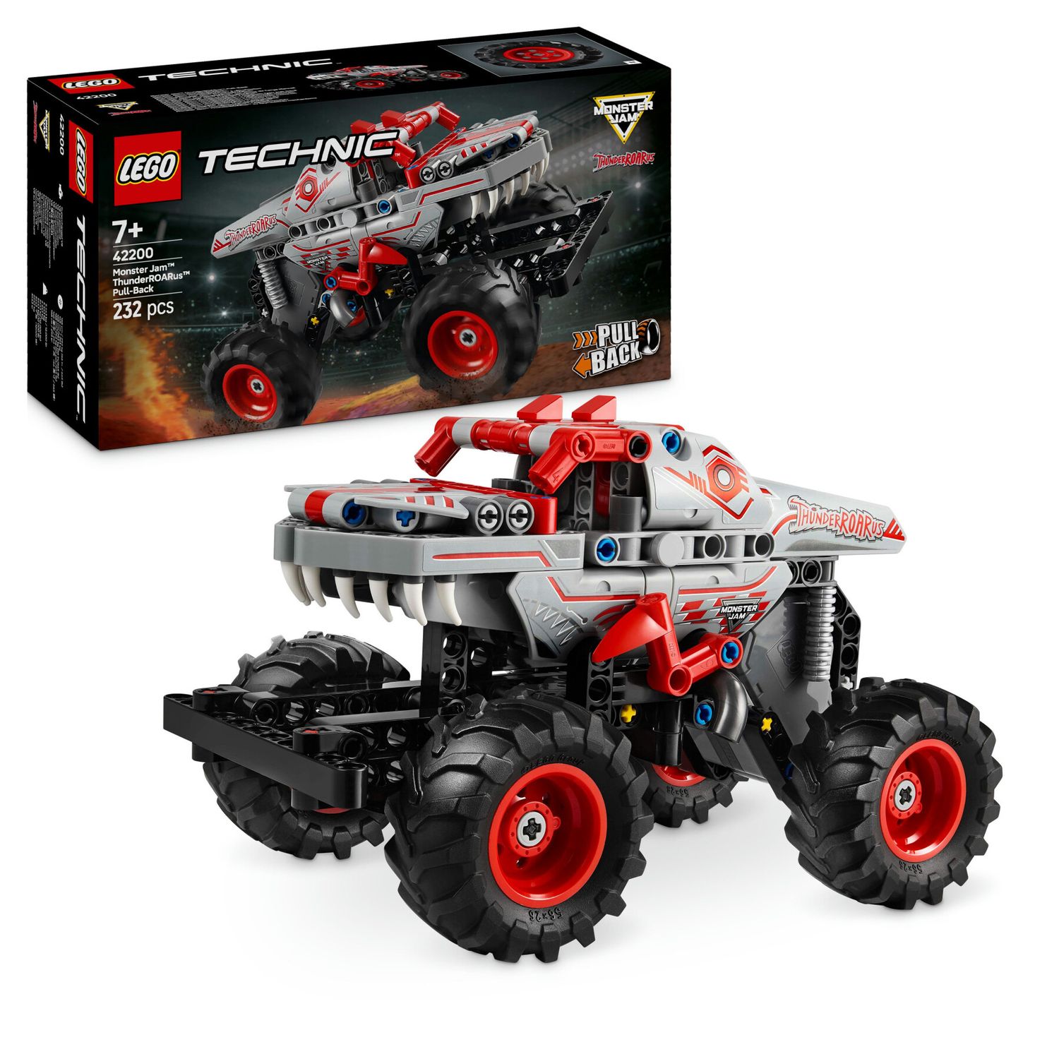 Lego technic 42200 pull-back thunderroarus, monster truck giocattolo da costruire, giochi bambini 7+, regalo fan monster jam - LEGO TECHNIC, Lego