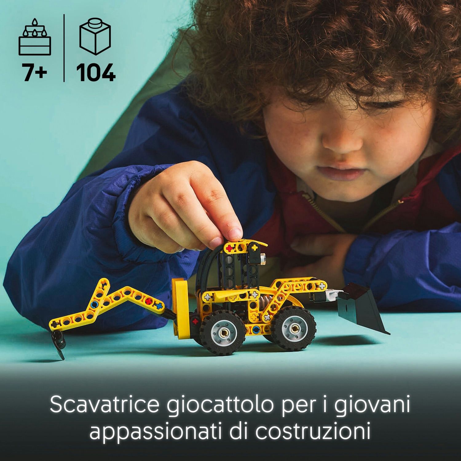 Lego technic scavatrice a cucchiaia rovescia, giochi per bambini 7+, veicolo con escavatore posteriore, pala e stabilizzatori - LEGO TECHNIC, Lego
