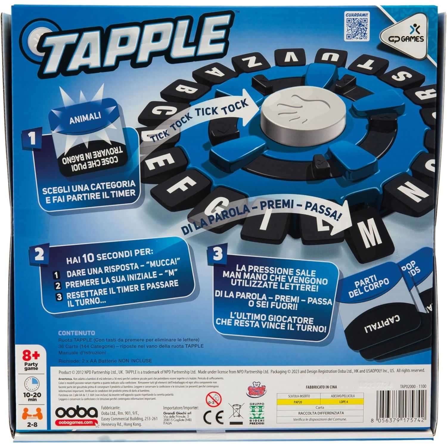 Tapple - il gioco di parole più divertente per tutta la famiglia - 8+ anni -2-8 giocatori - GRANDI GIOCHI