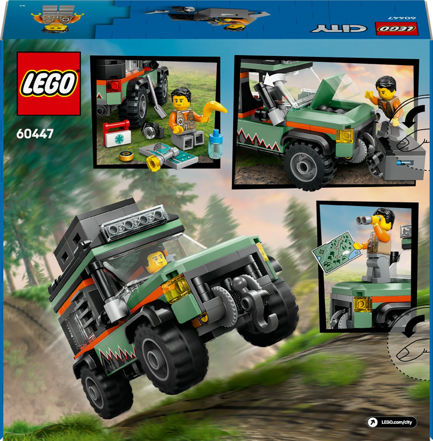 Lego city 60447 fuoristrada di montagna 4x4 - jeep giocattolo da costruire, giochi per bambini 6+ con 1 minifigure e accessori - LEGO CITY, Lego
