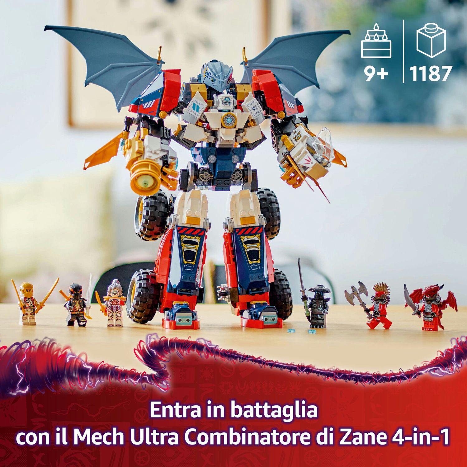 Lego ninjago 71834 mech ultra combinatore di zane - robot giocattolo 4 in 1 separabile in 4 modellini, giochi per bambini 9+ - LEGO NINJAGO, Lego