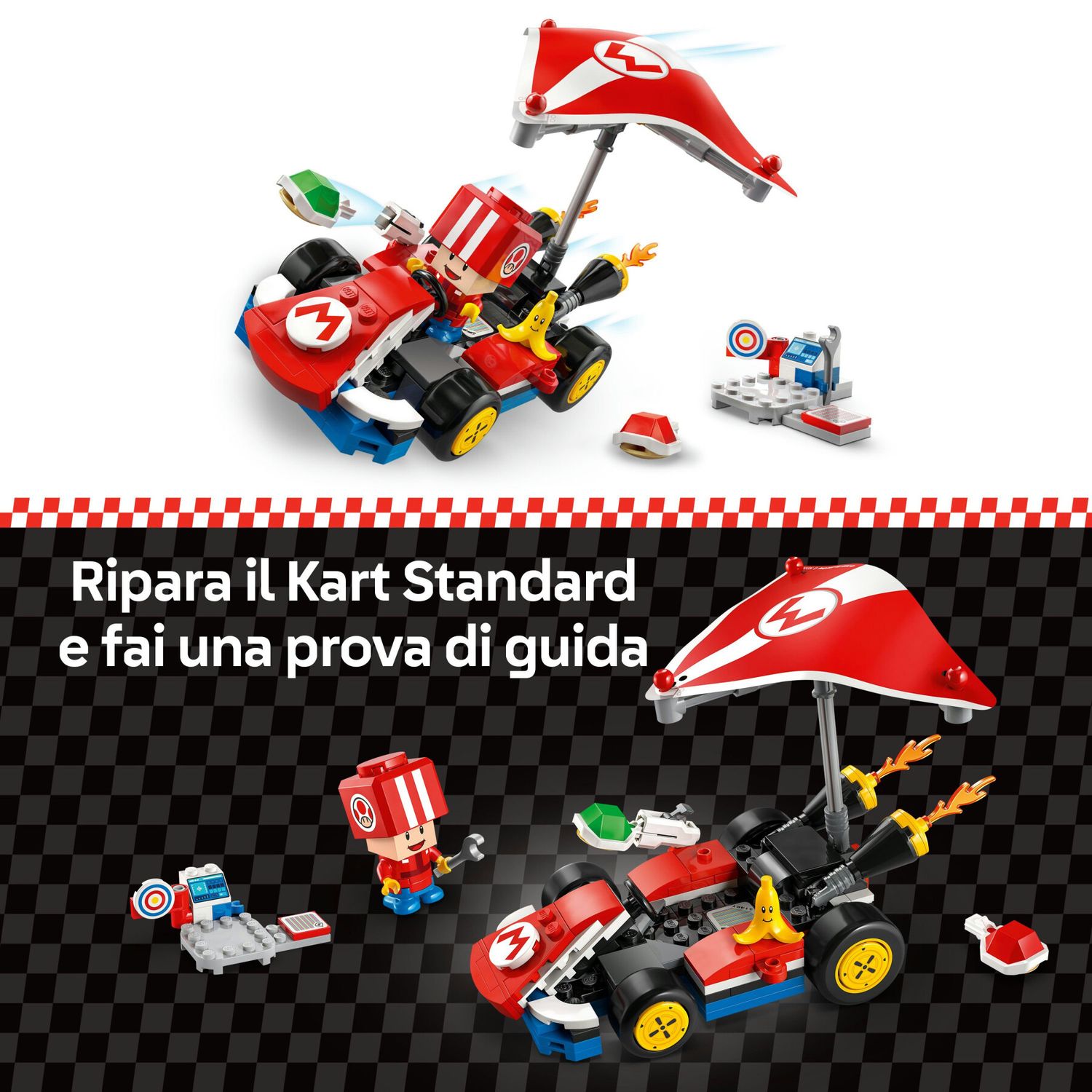 Lego super mario 72032 mario kart : kart standard, macchina giocattolo con toad, giochi per bambini 7+ nintendo da collezione - LEGO® Super Mario™, Super Mario, Lego