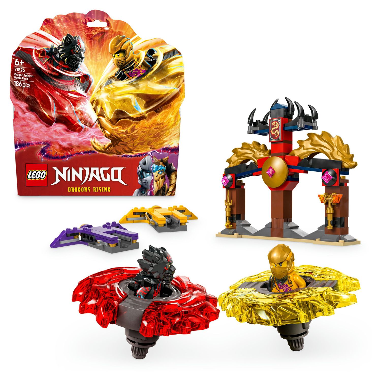 Lego ninjago 71826 battle pack draghi dello spinjitzu - 2 trottole giocattolo, tempio e 2 minifigure, giochi per bambini 6+ - LEGO NINJAGO, Lego