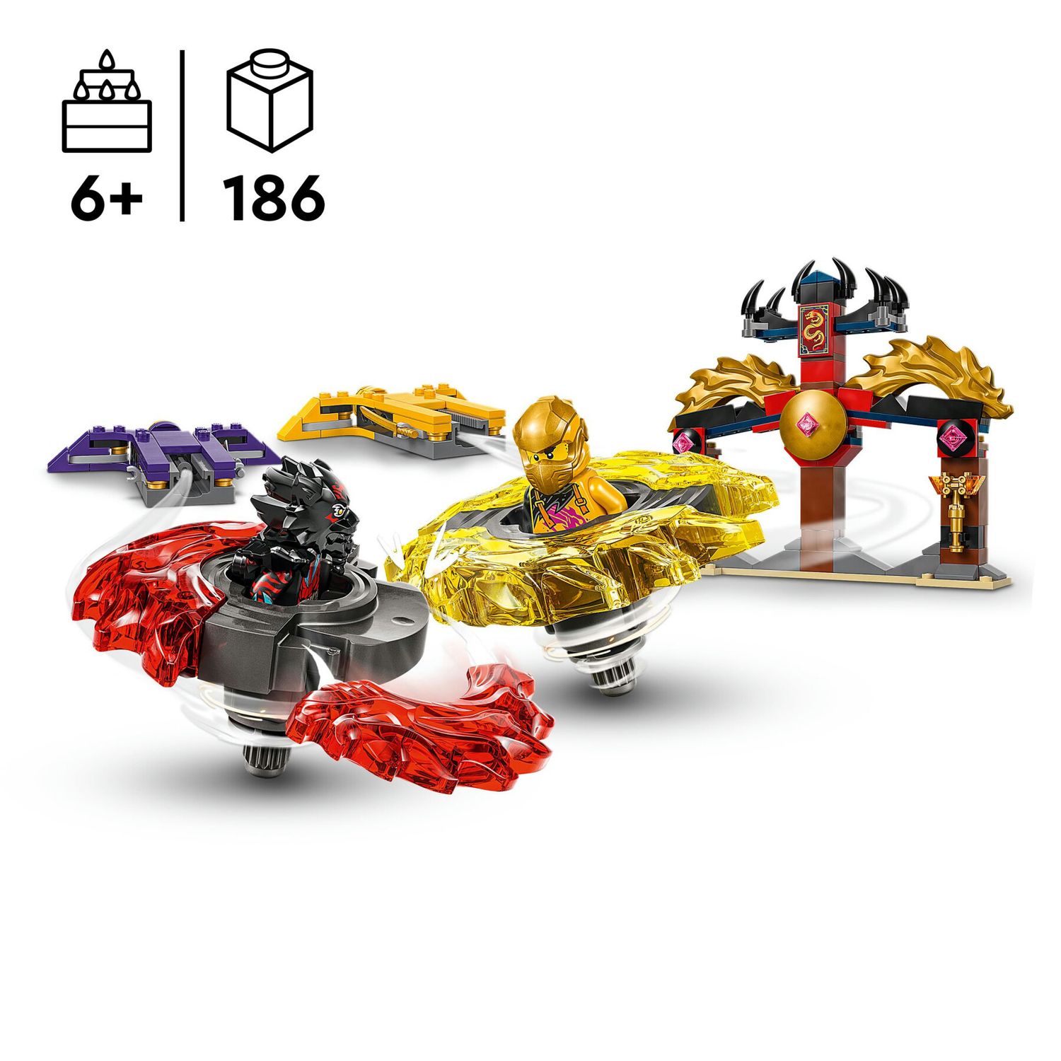Lego ninjago 71826 battle pack draghi dello spinjitzu - 2 trottole giocattolo, tempio e 2 minifigure, giochi per bambini 6+ - LEGO NINJAGO, Lego