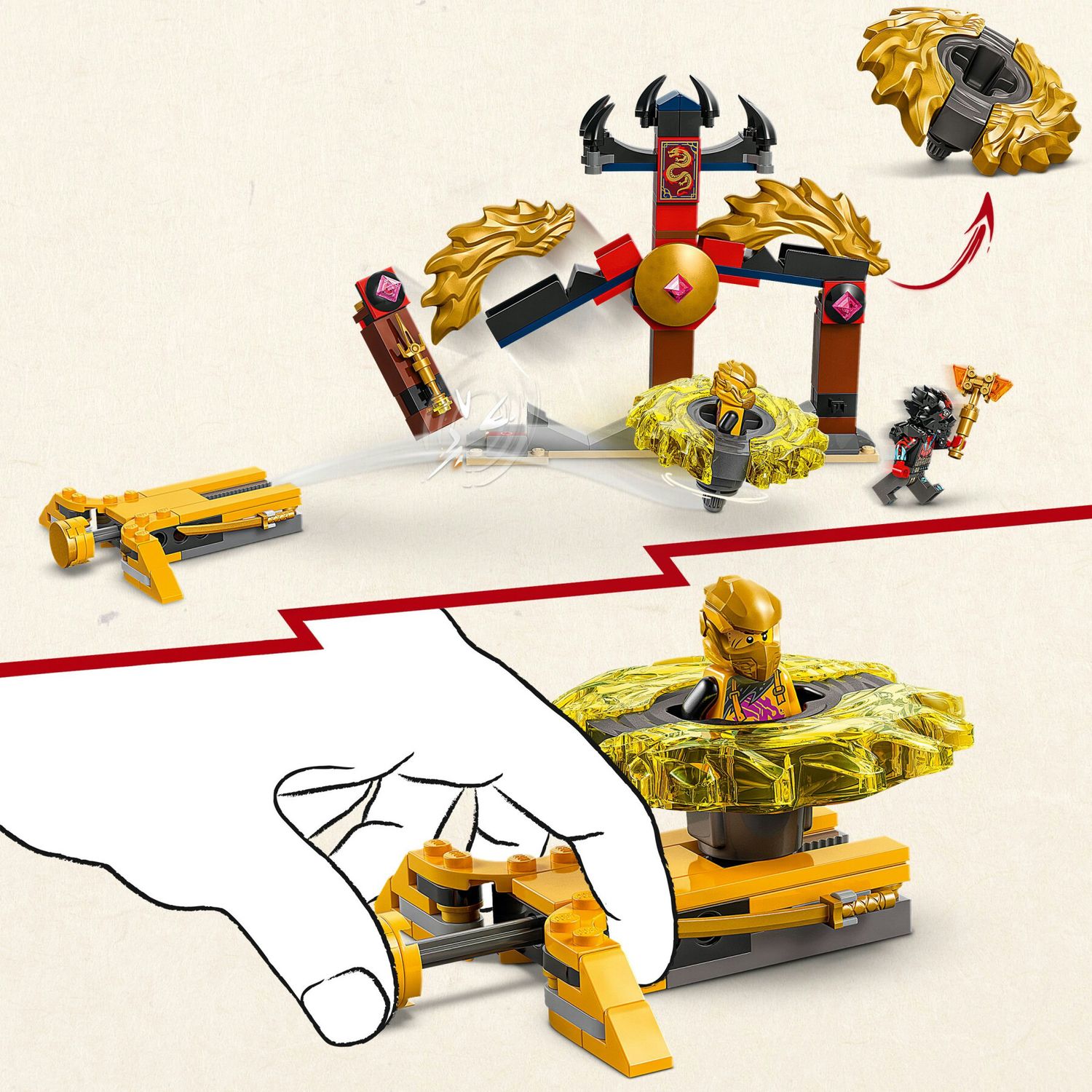 Lego ninjago 71826 battle pack draghi dello spinjitzu - 2 trottole giocattolo, tempio e 2 minifigure, giochi per bambini 6+ - LEGO NINJAGO, Lego