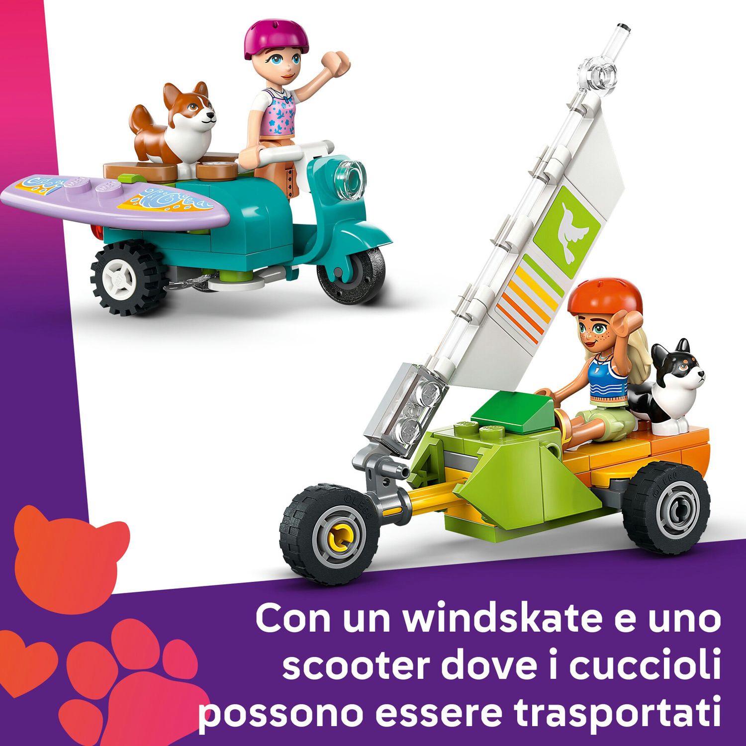 Lego friends 42641 avventure canine su windskate e sidecar, giochi di ruolo per bambine 6+ con personaggi e cani giocattolo - LEGO FRIENDS, Lego