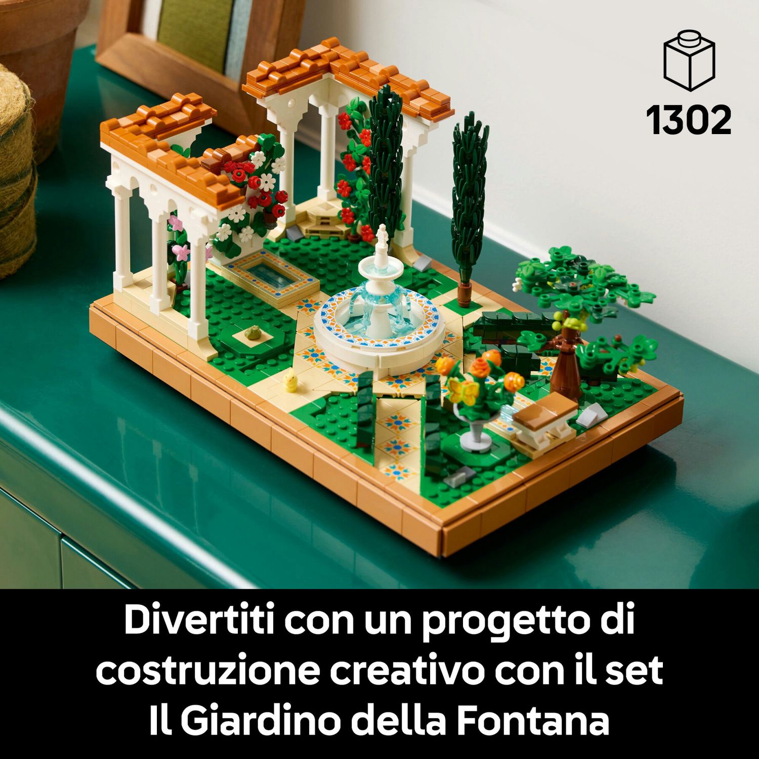 Lego icons 10359 il giardino della fontana, modellino da costruire per adulti da collezione, idea regalo per donna o uomo - Lego, LEGO ICONS