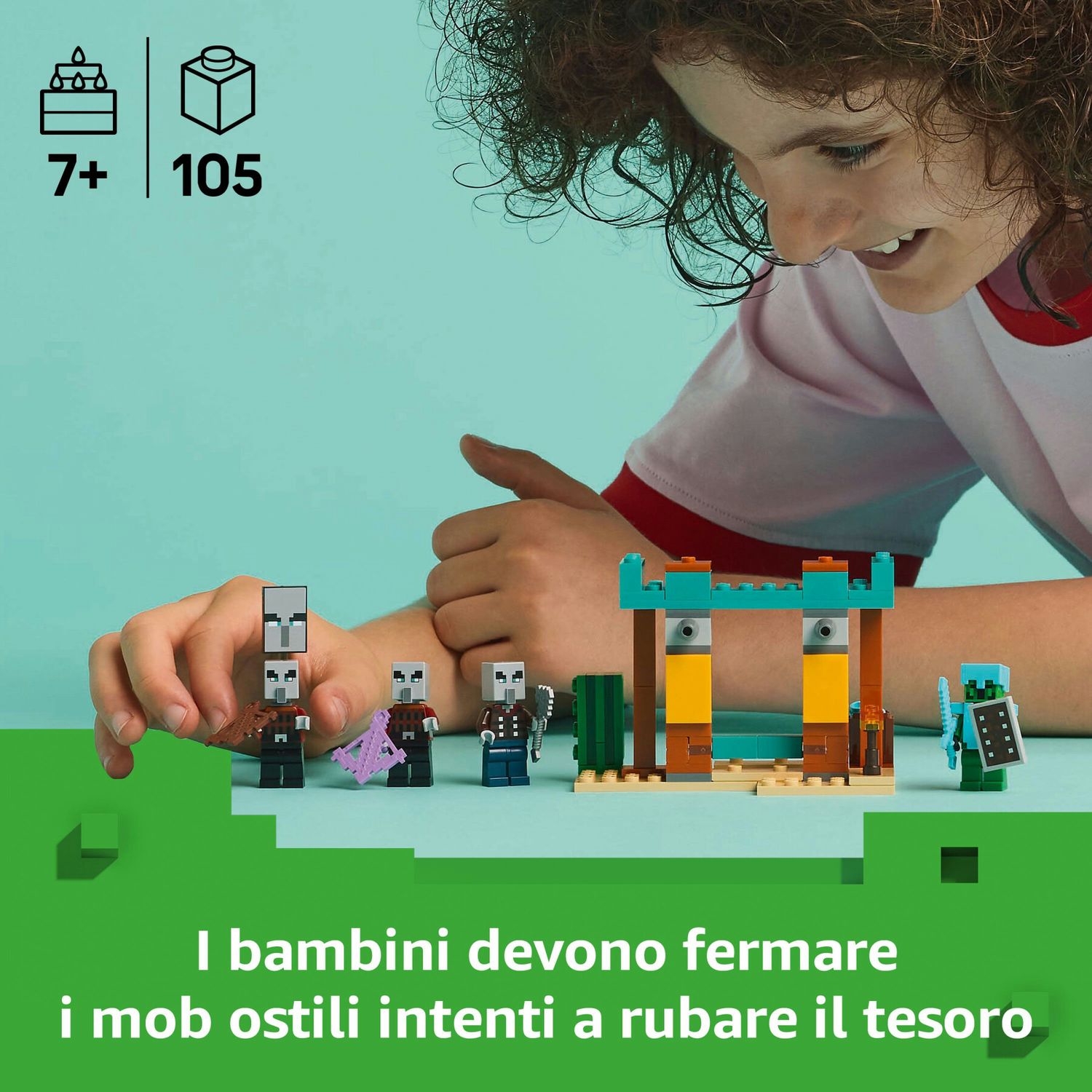 Lego minecraft 21267 pattuglia nel deserto della bestia, gioco di ruolo bambini 7+ con 4 personaggi del videogioco e accessori - MINECRAFT, Lego