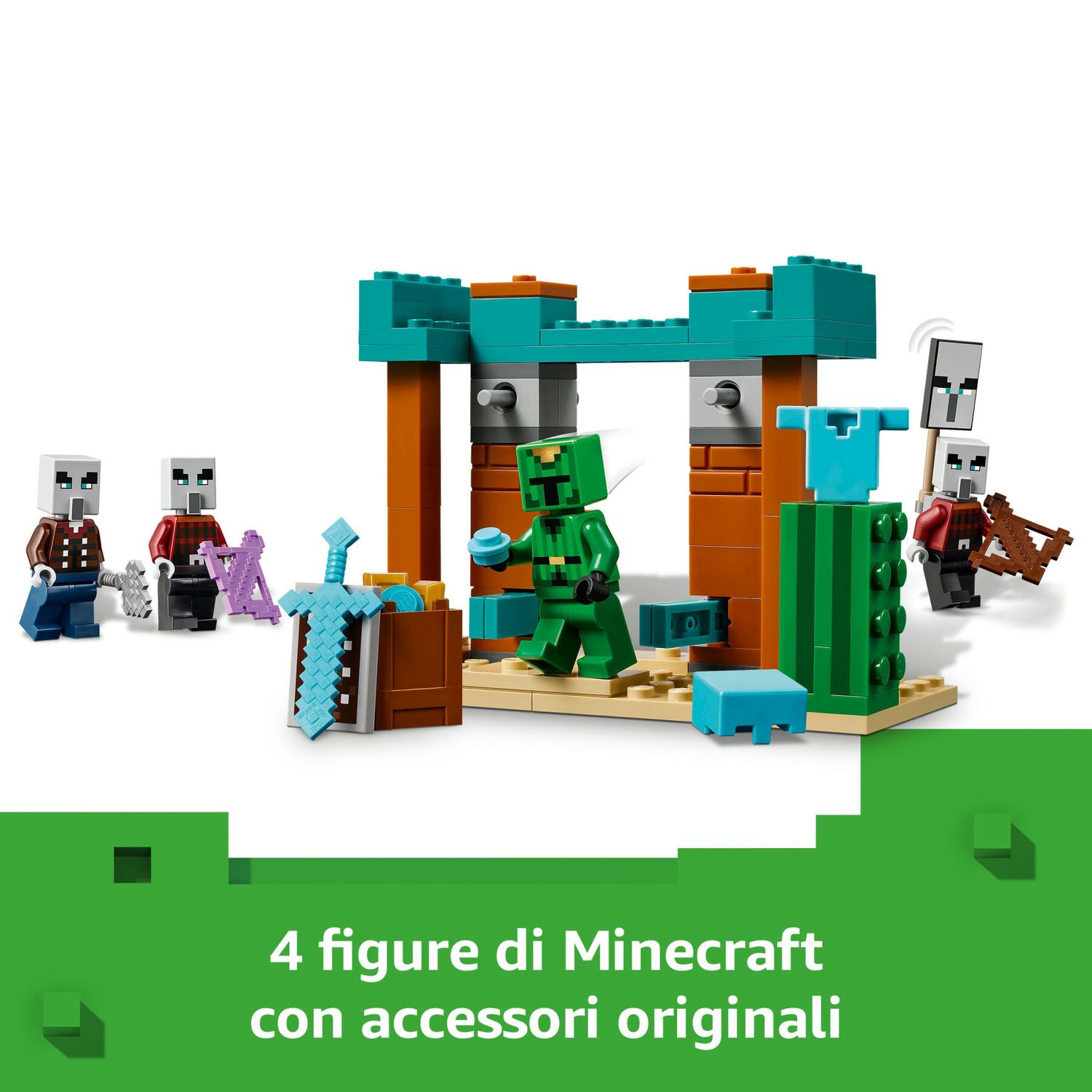 Lego minecraft 21267 pattuglia nel deserto della bestia, gioco di ruolo bambini 7+ con 4 personaggi del videogioco e accessori - MINECRAFT, Lego