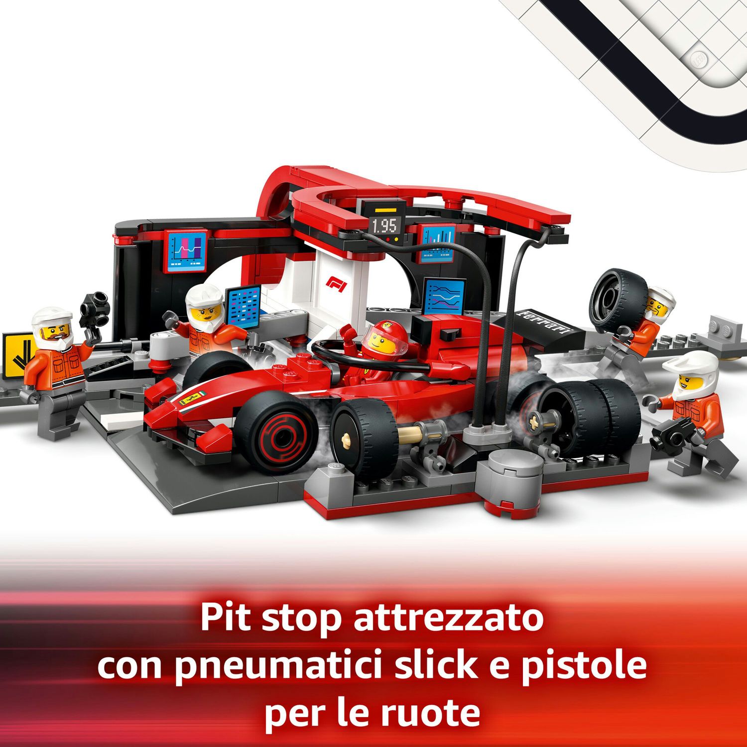 Lego city 60443 pit stop e meccanici con monoposto ferrari f1 - officina, macchina giocattolo e accessori, giochi bambini 6+ - LEGO CITY, Lego