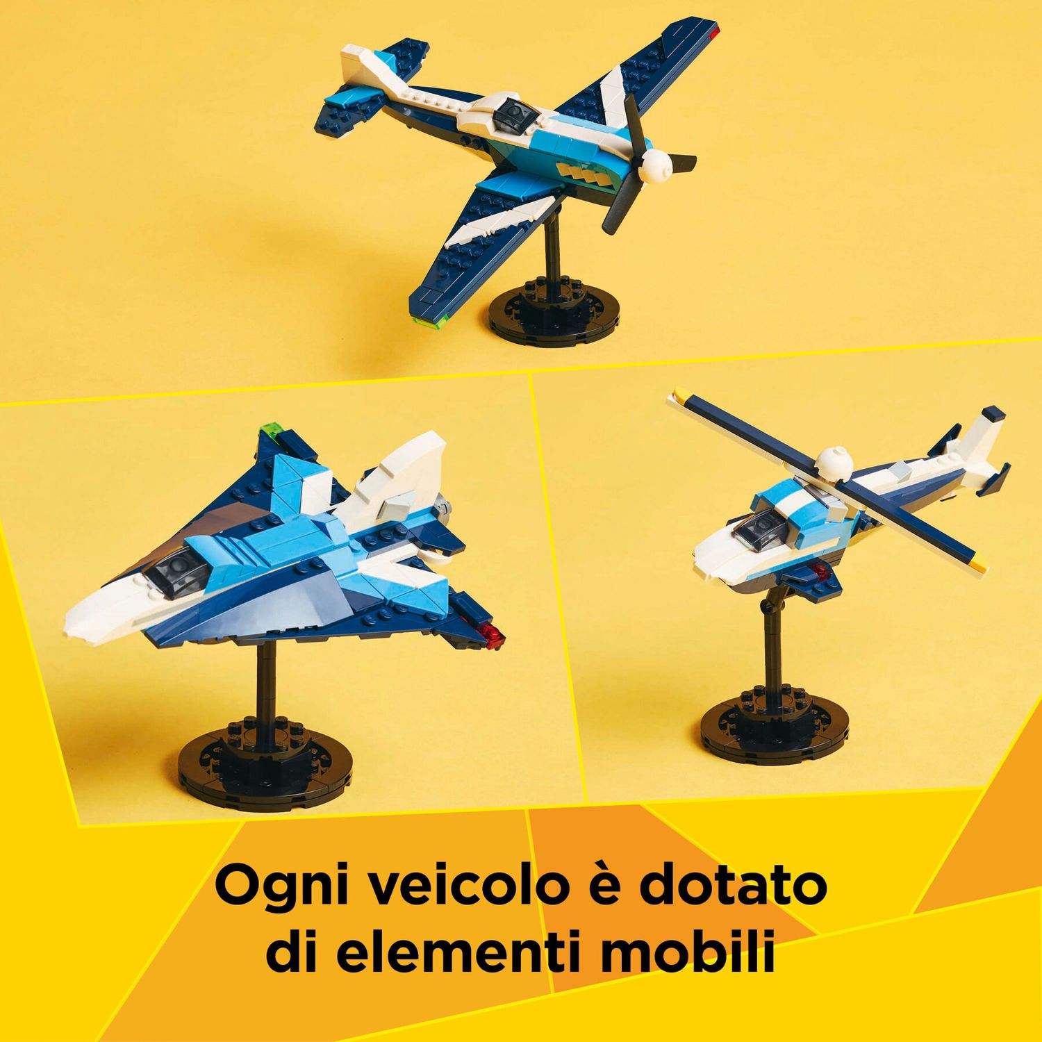 Lego creator 3 in 1 31160 velivolo: aereo da competizione, aeroplano giocattolo trasformabile in elicottero e jet, bambini 7+ - LEGO CREATOR, Lego