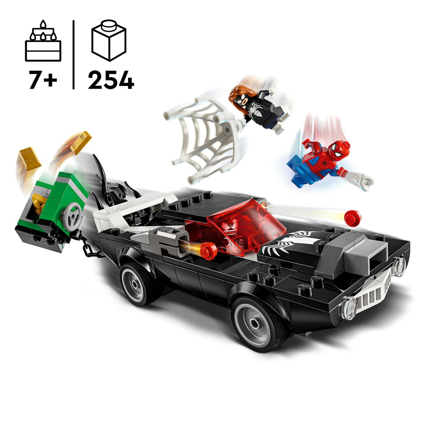 Lego marvel 76309 spider-man contro muscle car di venom, macchina giocattolo da costruire con 3 minifigure, gicohi bambini 7+ - LEGO SUPER HEROES, Lego