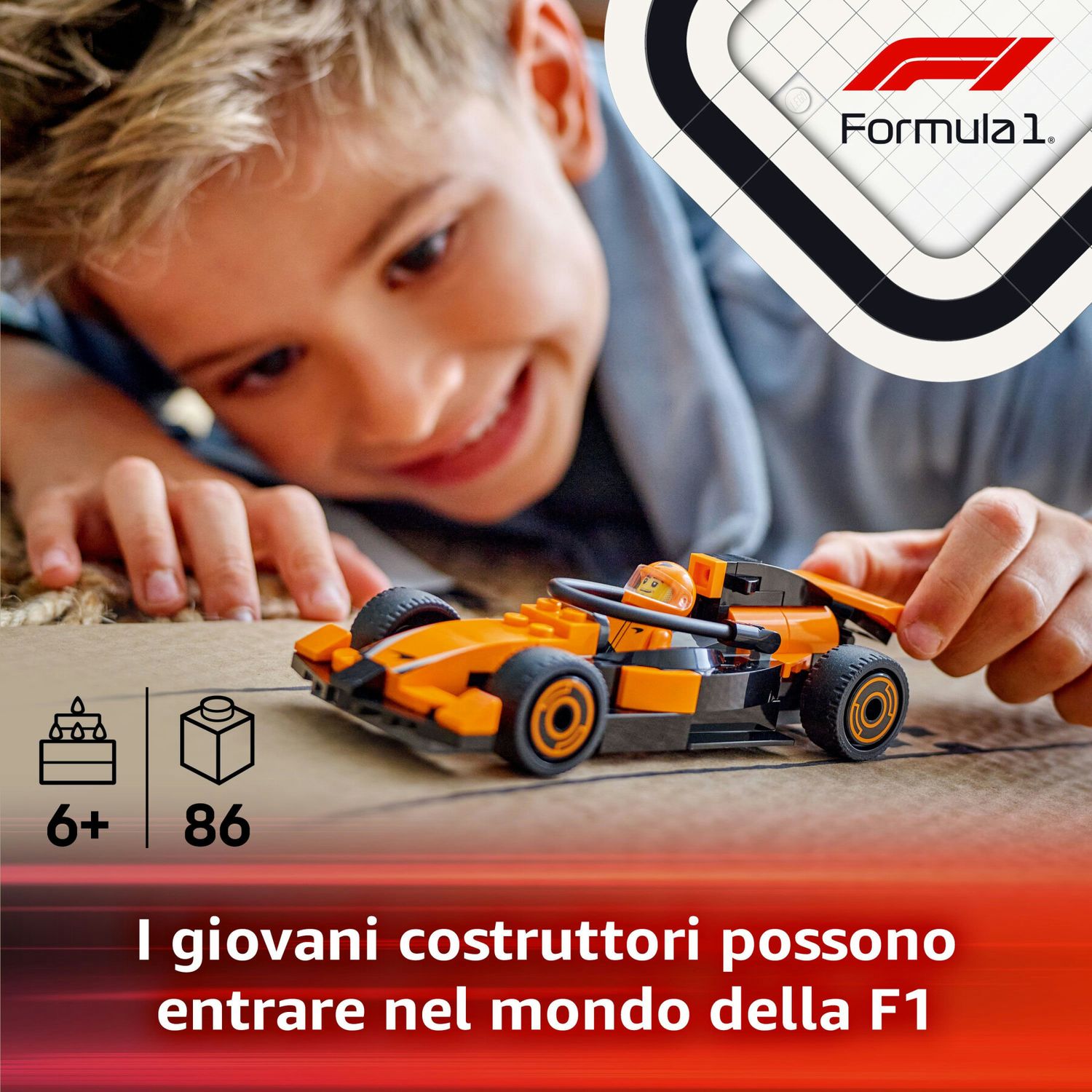 Lego city 60442 pilota e monoposto mclaren f1, modello di macchina giocattolo da formula 1, regalo bambini 6+ fan delle auto - LEGO CITY, Lego