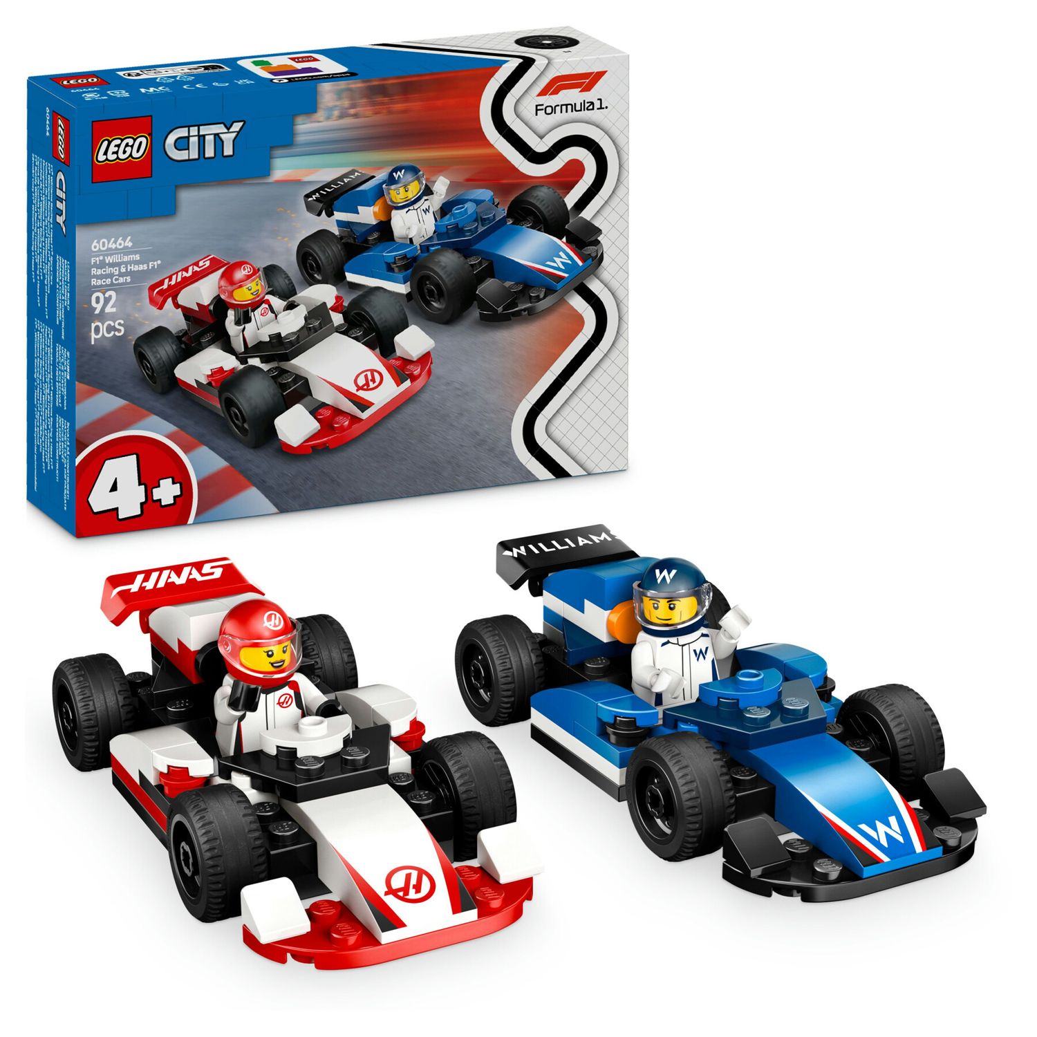 Lego city 60464 williams racing e haas f1, 2 modelli di auto con 2 minifigure, regalo bambini4+ fan delle macchine giocattolo - LEGO CITY, Lego