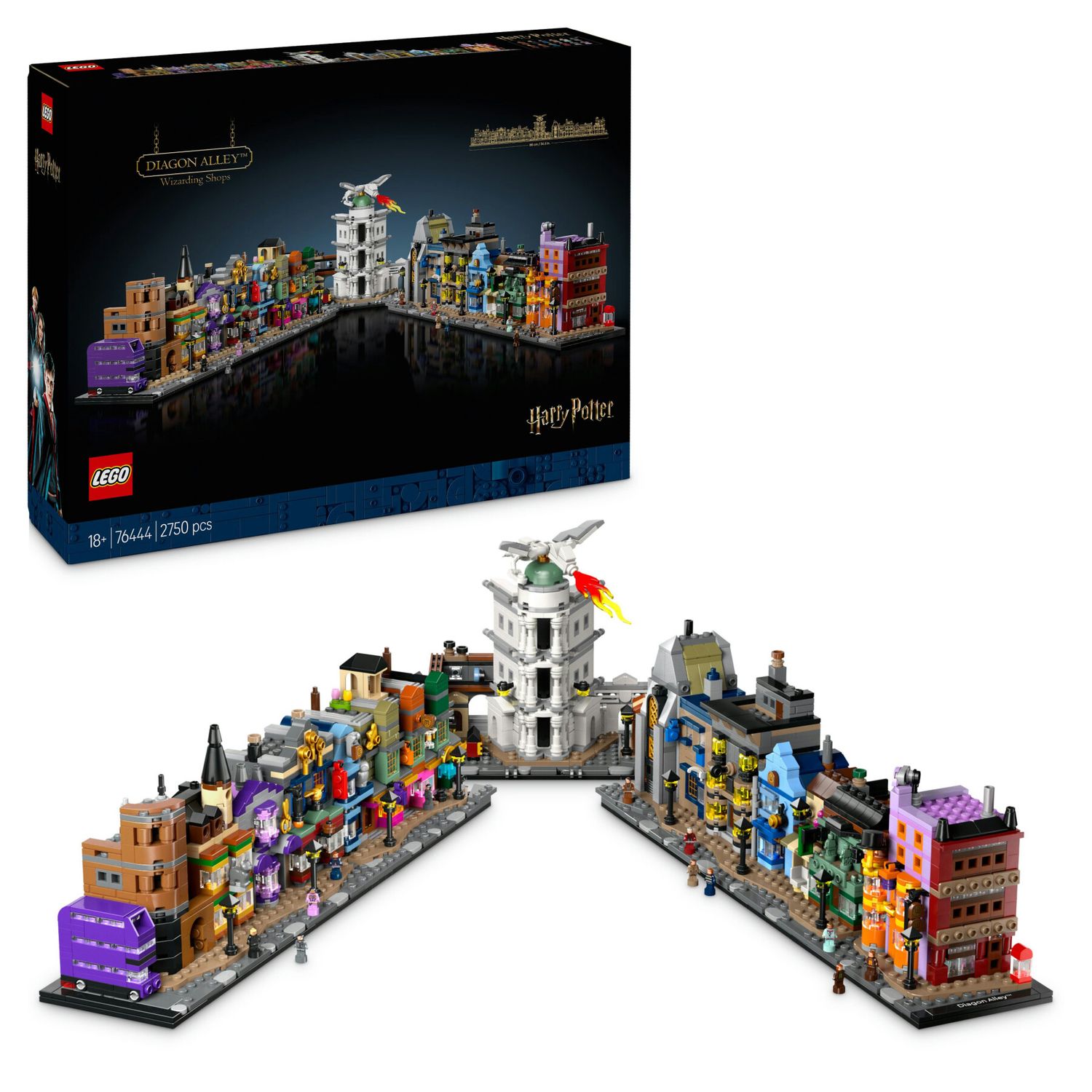 Lego harry potter 76444 negozi di magia di diagon alley, kit modellismo per adulti in microscala con edifici e 12 personaggi - LEGO® Harry Potter™, Lego