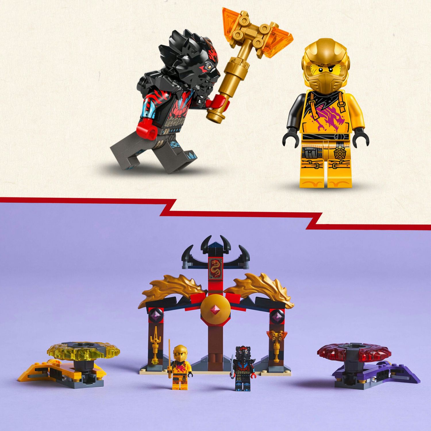 Lego ninjago 71826 battle pack draghi dello spinjitzu - 2 trottole giocattolo, tempio e 2 minifigure, giochi per bambini 6+ - LEGO NINJAGO, Lego