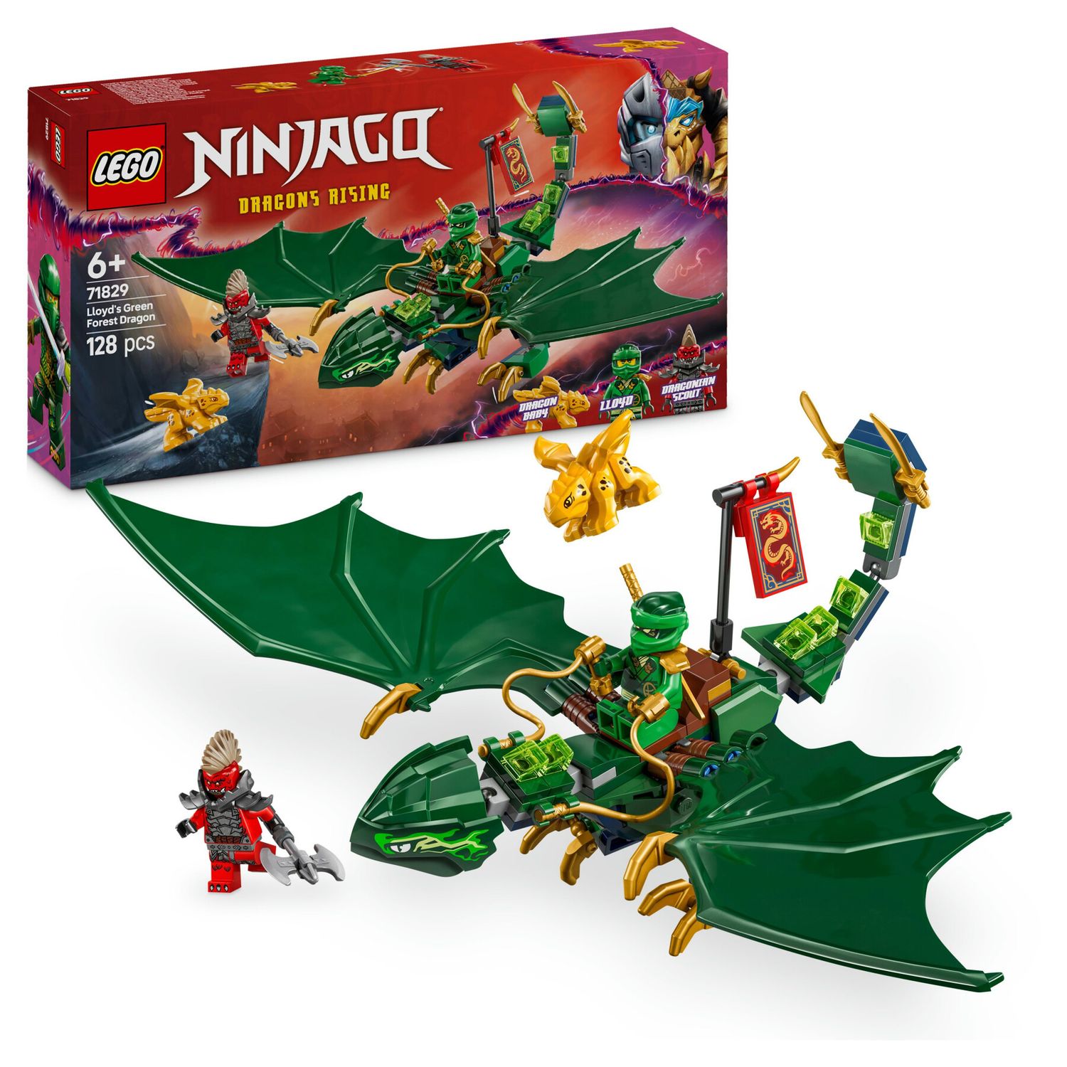 Lego ninjago drago della foresta verde di lloyd - giocattolo snodabile da costruire con 2 minifigure e armi, giochi bambini 6+ - LEGO NINJAGO, Lego