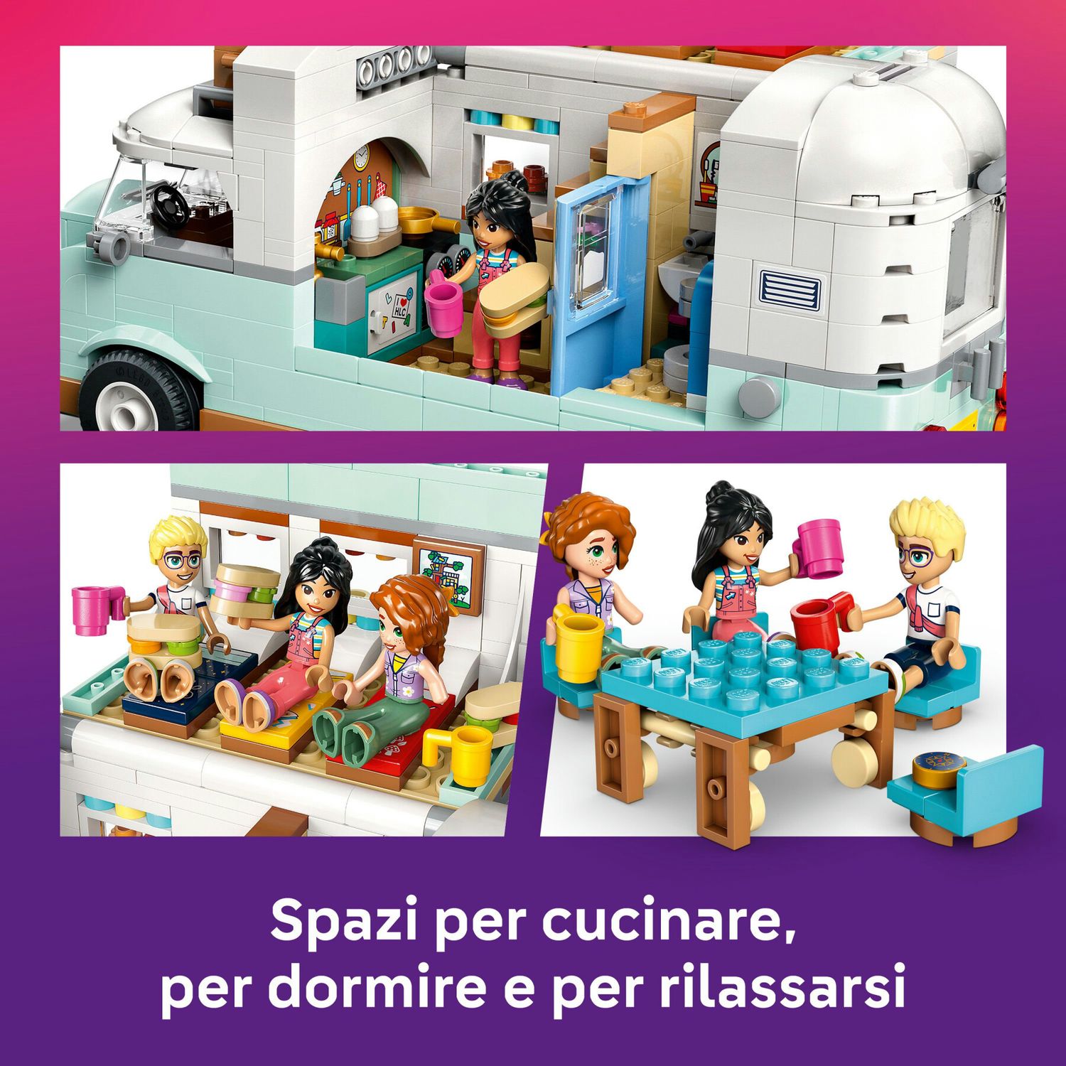 Lego friends 42663 avventura sul camper dell’amicizia, giochi di ruolo bambine 7+, personaggi, veicolo giocattolo e accessori - LEGO FRIENDS, Lego