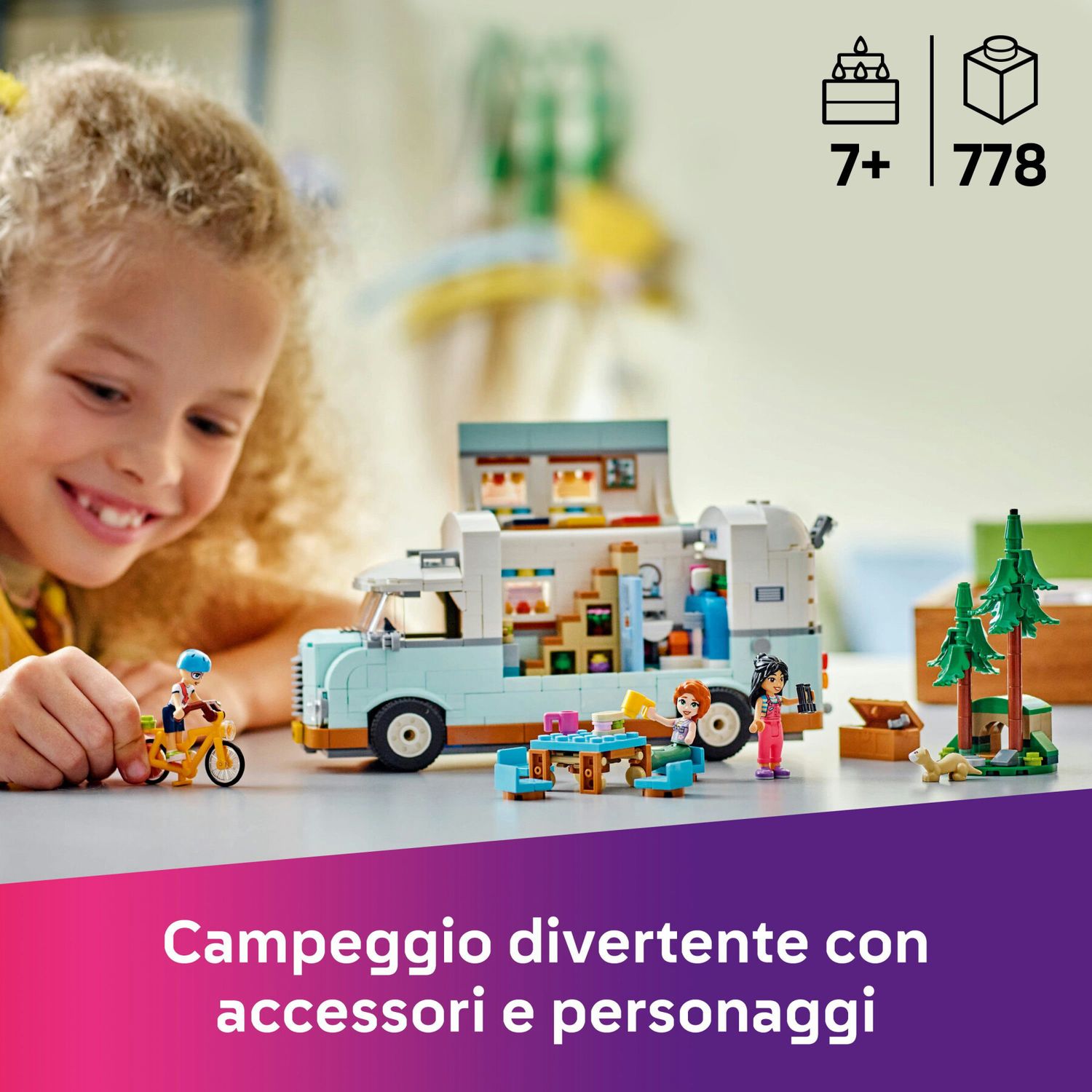 Lego friends 42663 avventura sul camper dell’amicizia, giochi di ruolo bambine 7+, personaggi, veicolo giocattolo e accessori - LEGO FRIENDS, Lego