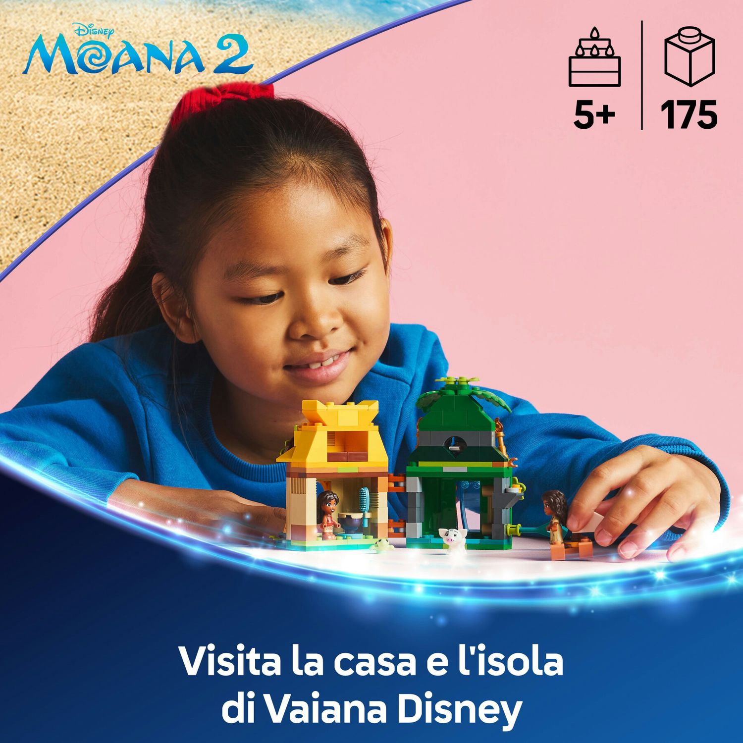 Lego  disney 43260 divertimento sull’isola di vaiana, casa delle bambole giocattolo, giochi bambini 5+, regalo da principesse - LEGO DISNEY PRINCESS, Lego