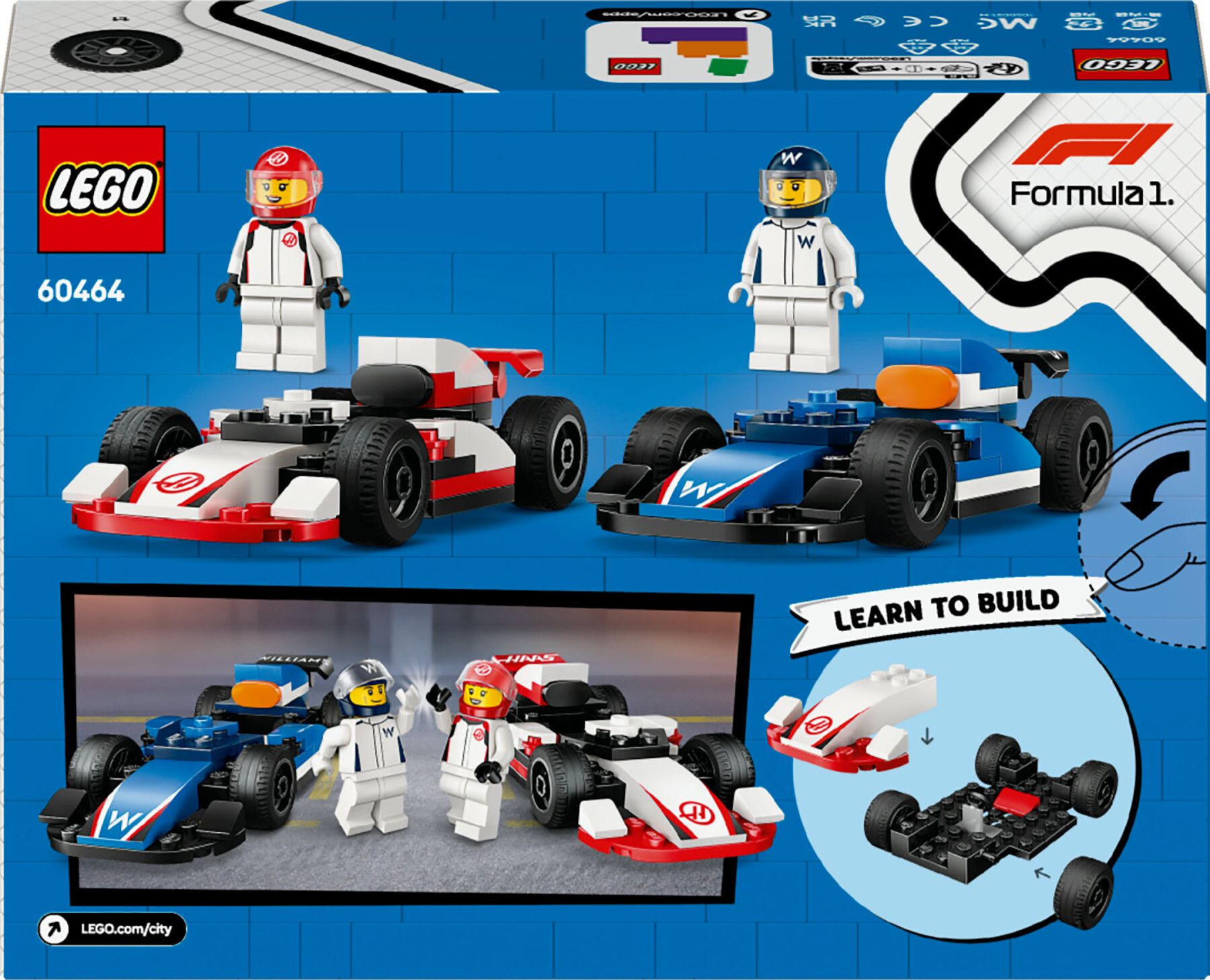 Lego city 60464 williams racing e haas f1, 2 modelli di auto con 2 minifigure, regalo bambini4+ fan delle macchine giocattolo - LEGO CITY, Lego